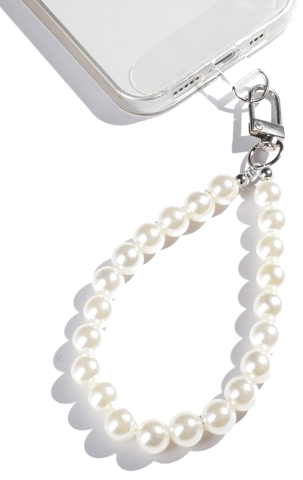 Amayo Universal Phone Lanyard - 8mm White Beaded Strap Compatible with All Smartphones & Phone Cases - Perfect for Work, Travel, and Hands-Free Convenience