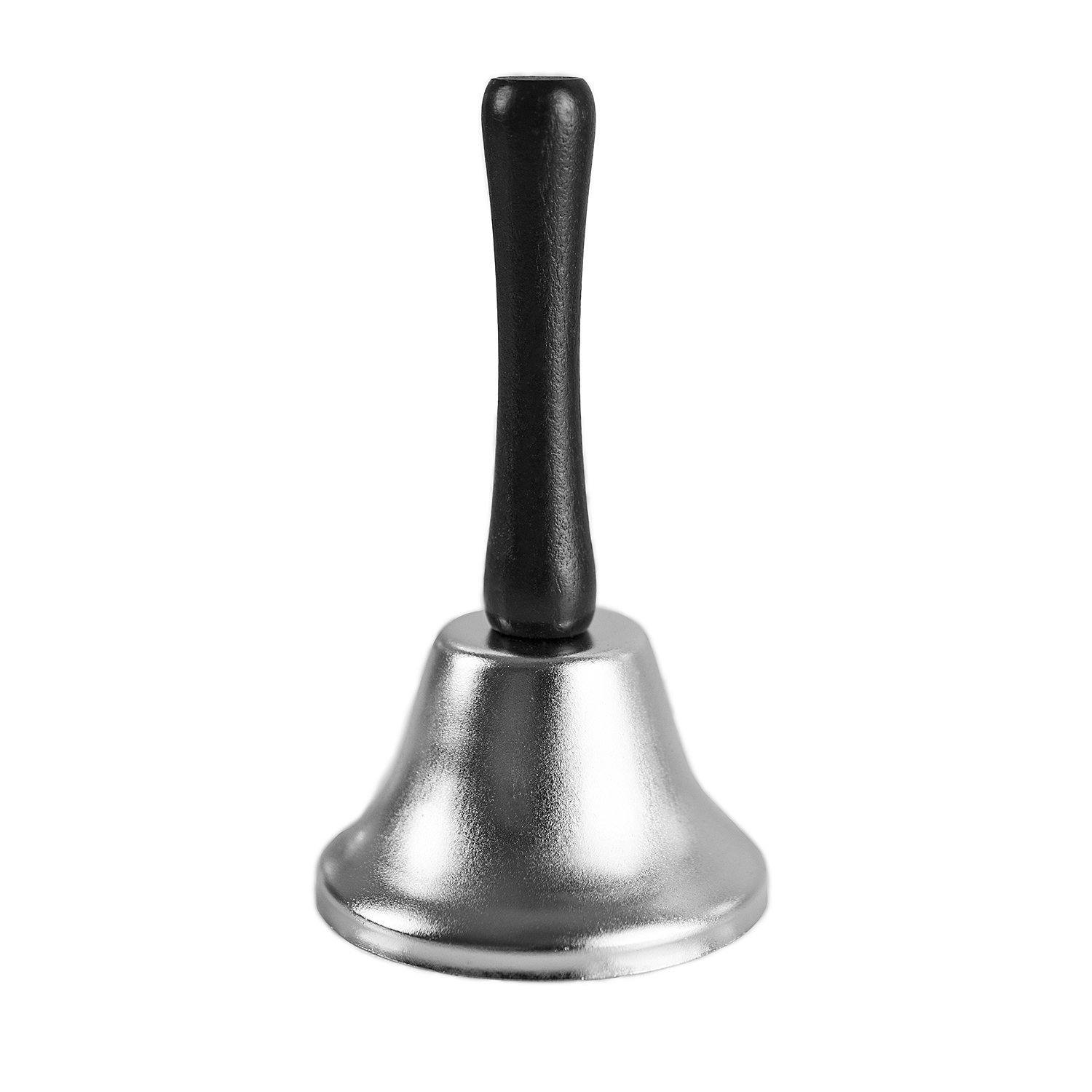 Labara Black Plastic Handle School Metal Gold Tone Handbell - Steel Tea Bell for Rhythm Band, Classroom, Hotel & Restaurant Use