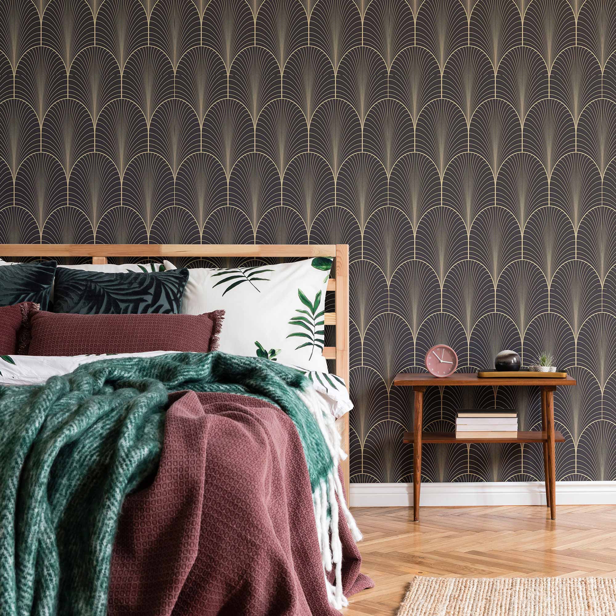 Black Arch Peel and Stick Removable Wallpaper 9934 - Self-Adhesive Decorative Wall Covering for Bedroom, Living Room, and Office Decor