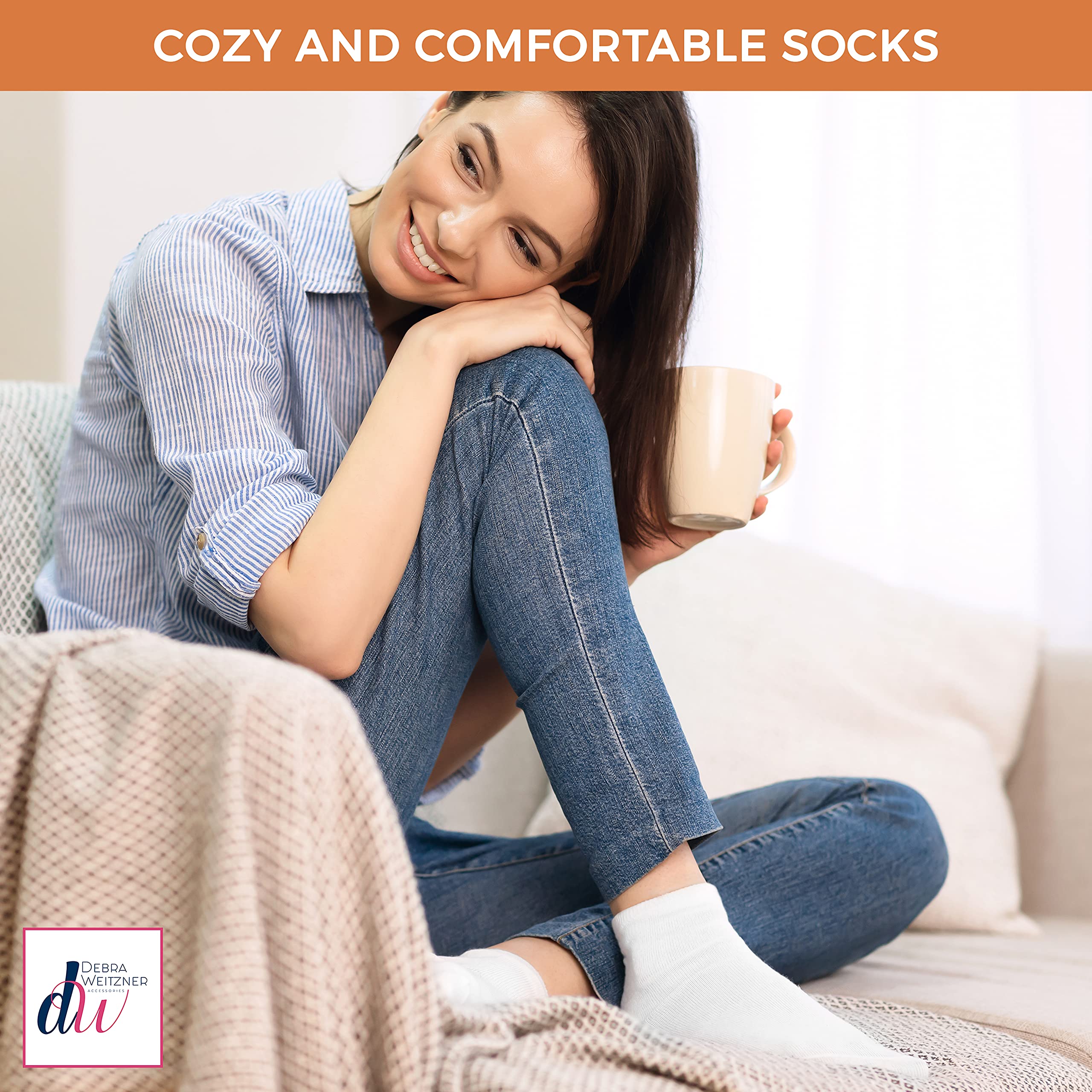 Diabetic Ankle Crew Socks for Men & Women - Non-Binding Loose Fit Comfort Socks (12 Pairs) - Ideal for Diabetes, Swollen Feet & All-Day Wear