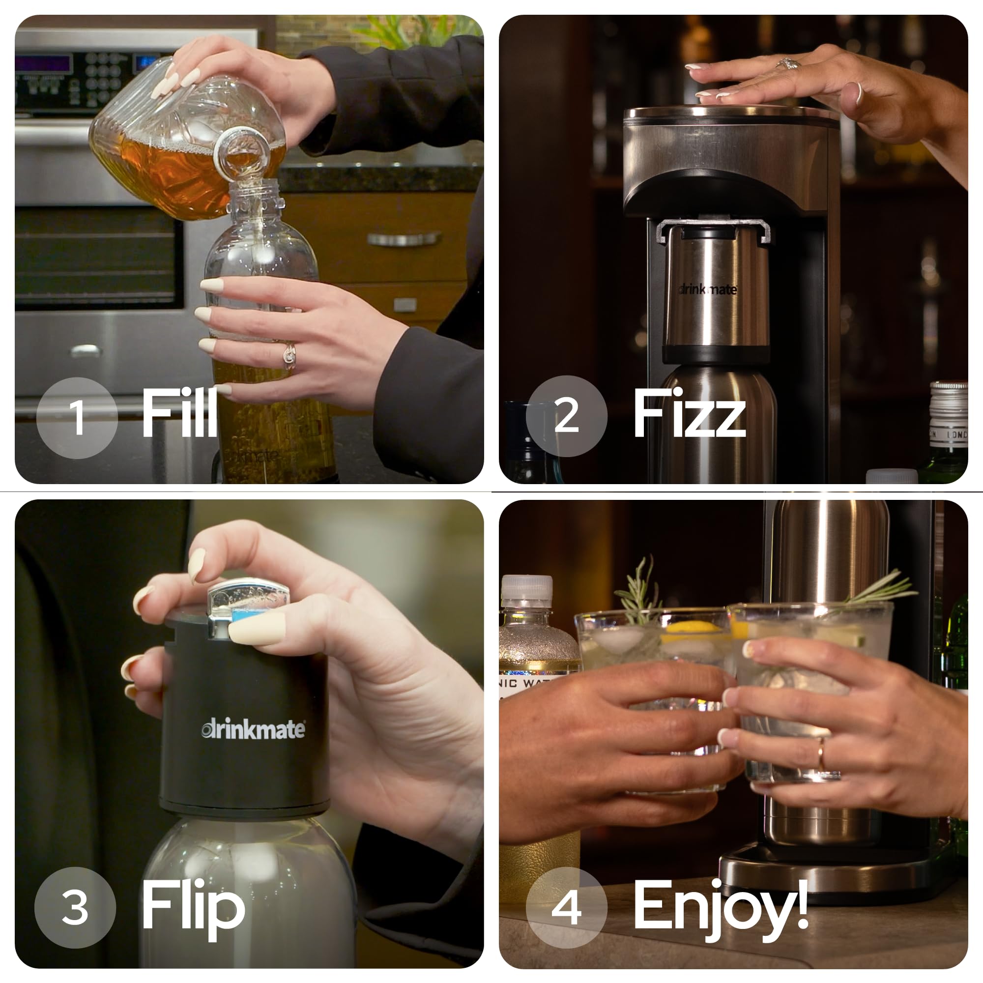 Drinkmate LUX Stainless Steel Sparkling Water Maker - Premium SodaStream Alternative for Carbonating Any Beverage | Includes 2 CO2 Cylinders, 1 Bottle & Fizz Infuser | Perfect for Home Bars, Parties & Healthy Hydration