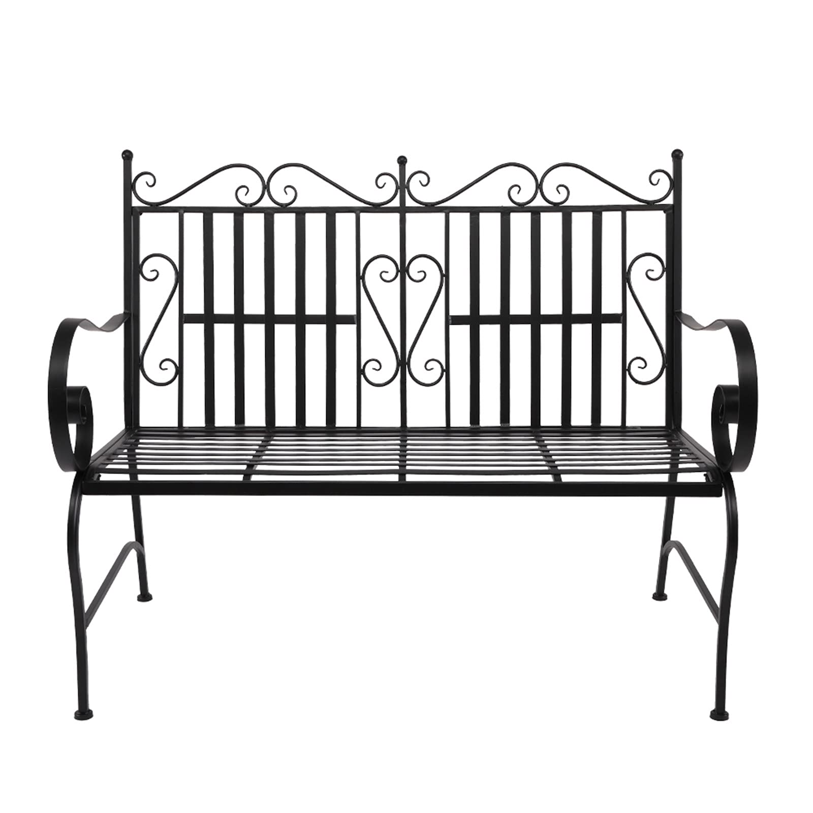 Tesmula GT2-LC Iron Double Sofa Chair - Black Modern Outdoor Patio Furniture for Garden, Balcony, and Backyard Relaxation