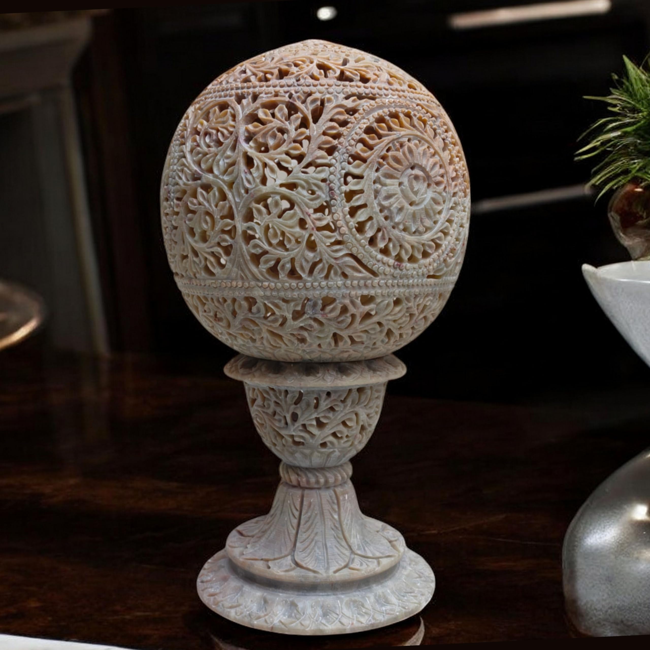 10 Inch Hand-Carved Marble Tea Light Candle Holder - Elegant Home Decor, Wedding Centerpiece, Romantic Dinner Lighting, Unique Gift Idea