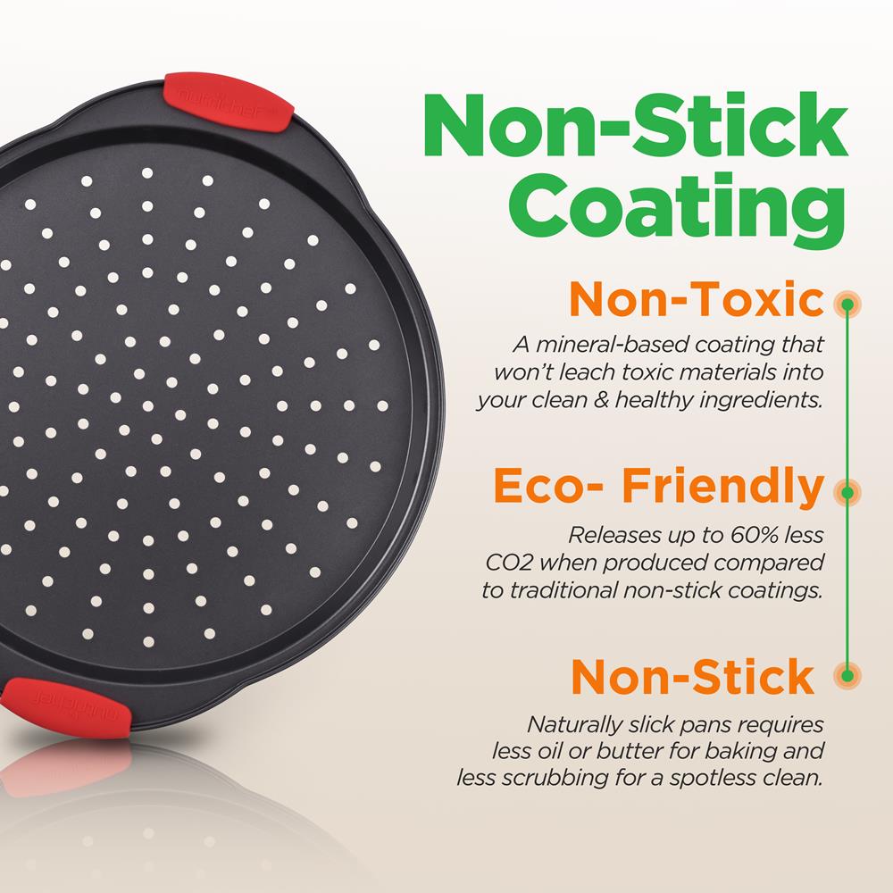 Nonstick Pizza Pan with Handle - 12 Inch Round Baking Sheet for Homemade Pizza, Bread & Desserts - Perfect for Oven, Grill & Outdoor Cooking