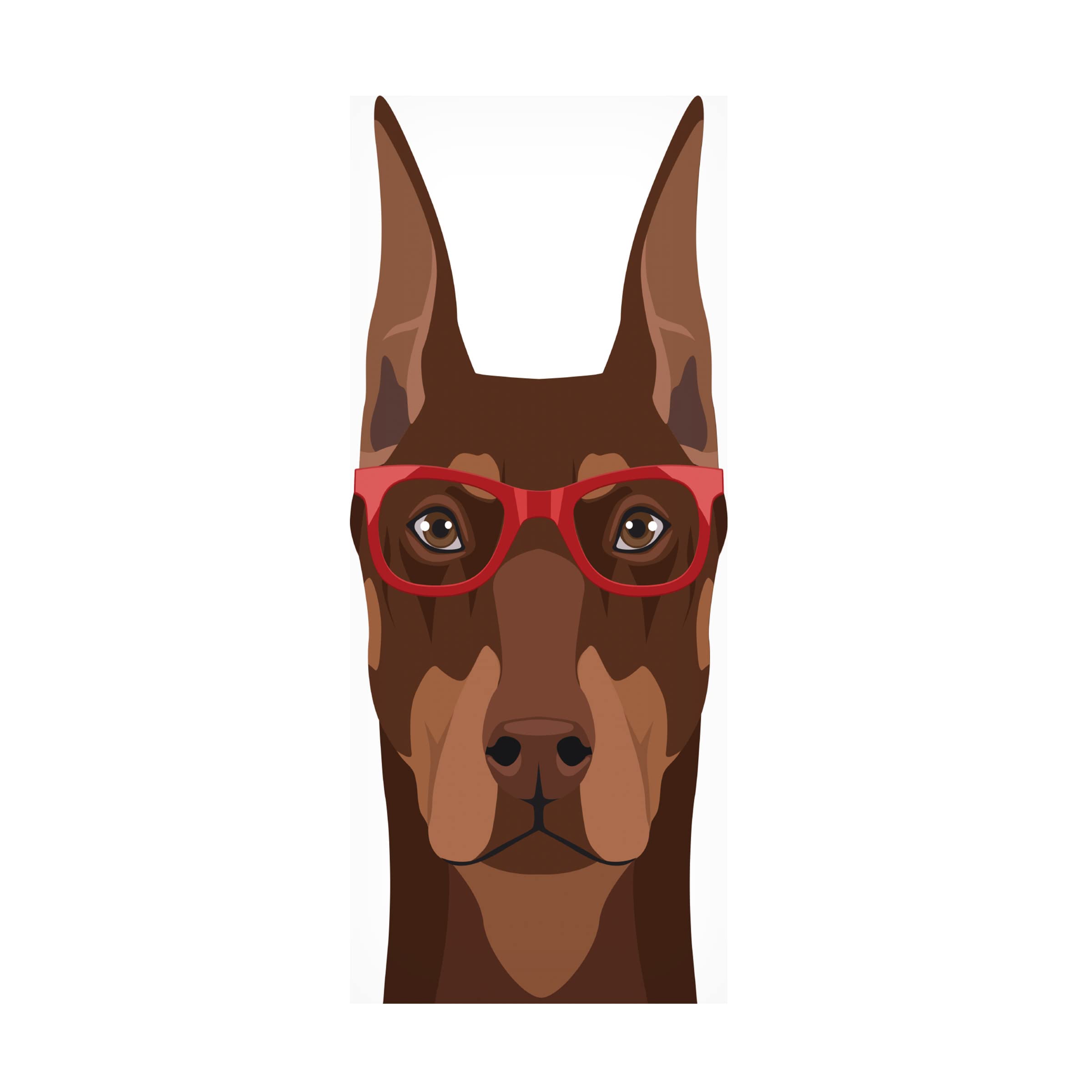 Doberman Wearing Hipster Glasses Canvas Art Print - Modern Funny Dog Wall Decor for Living Room, Office & Gifts