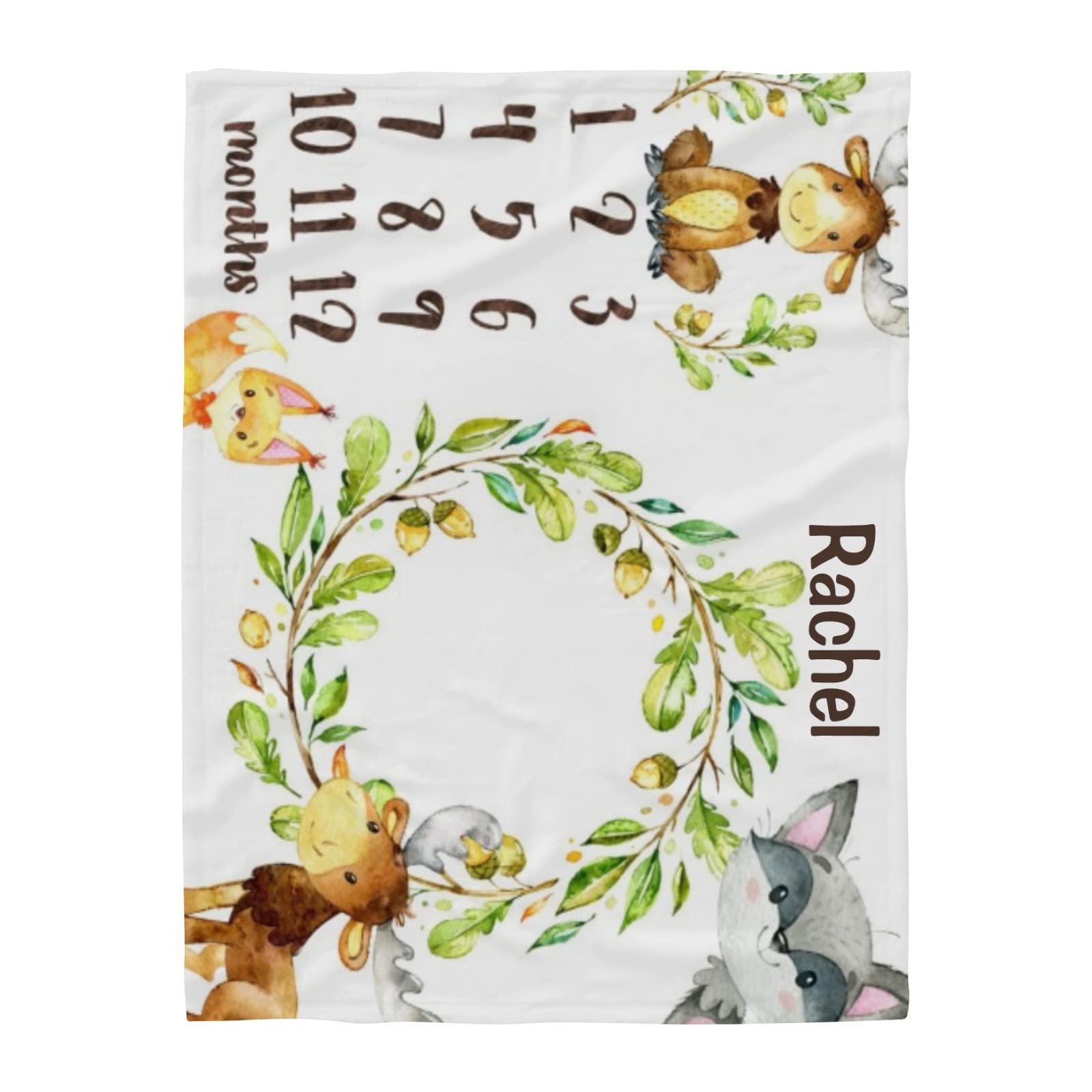 Personalized Name Custom Fleece Blanket - Milestone Horse Fox Squirrel Design Throw Blanket 50x60 Inch for Sofa, Bed, Wedding Gifts | Cozy Home Decor, Anniversary Present, Nursery Room Essentials