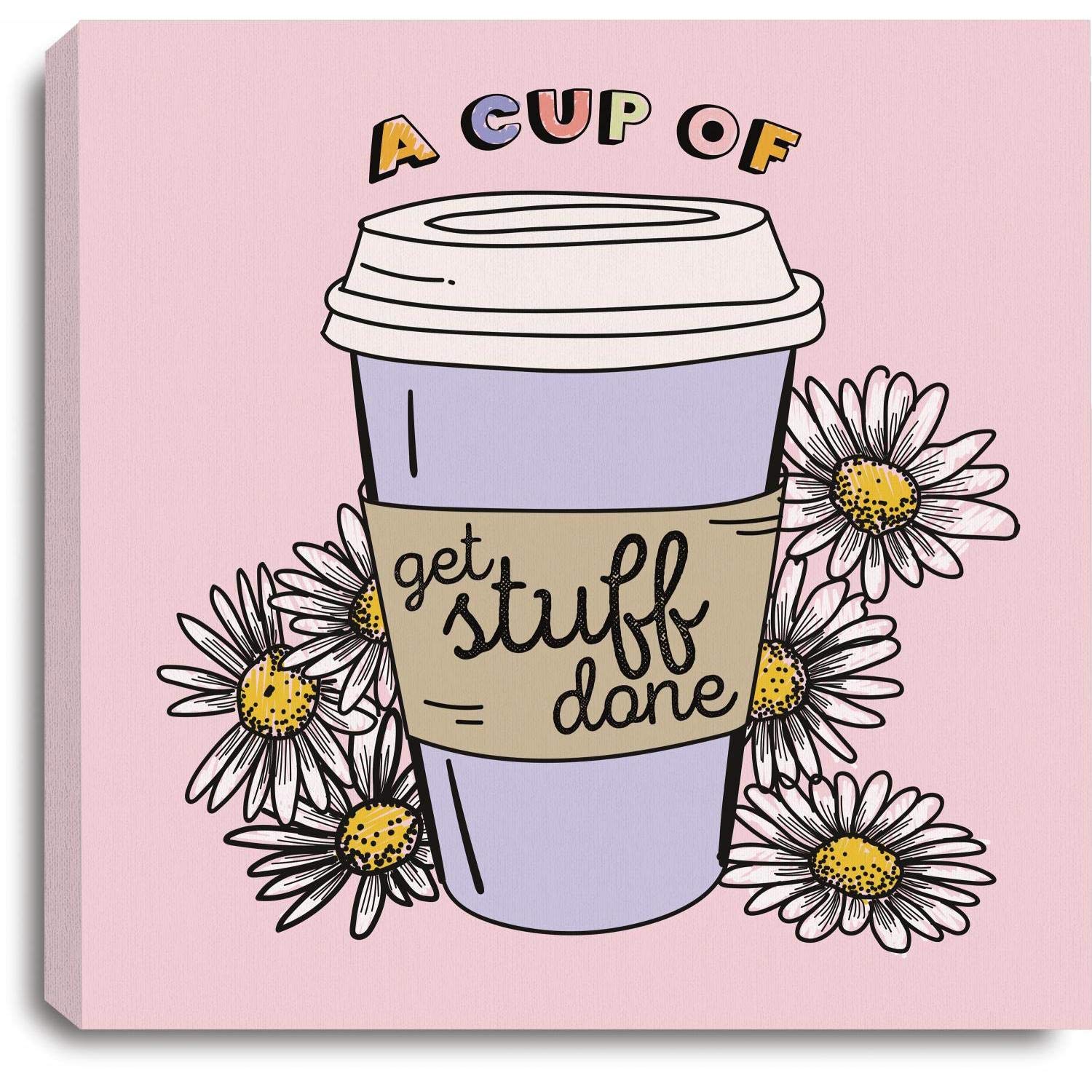 RoomMates Get Stuff Done Coffee Canvas Wall Art - Motivational Office Decor for Coffee Lovers, Home & Workplace Inspiration
