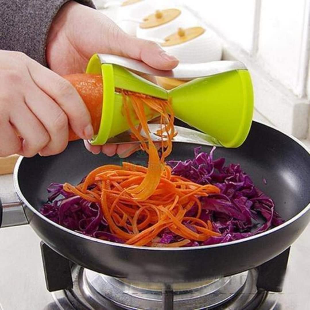 Stainless Steel Spiral Vegetable Slicer - Multi-Purpose Spiralizer for Carrots, Cucumbers, Radishes, Beets & Potatoes | Perfect for Noodles, Salads & Healthy Snacks | Kitchen Gadget for Meal Prep & Vegan Cooking
