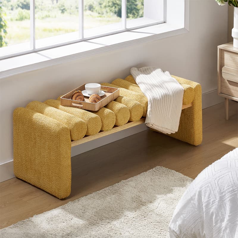 Modern Functional Bench with Solid Wood Seat Frame - Stylish Entryway, Living Room, or Bedroom Seating - Durable & Comfortable for Home Decor