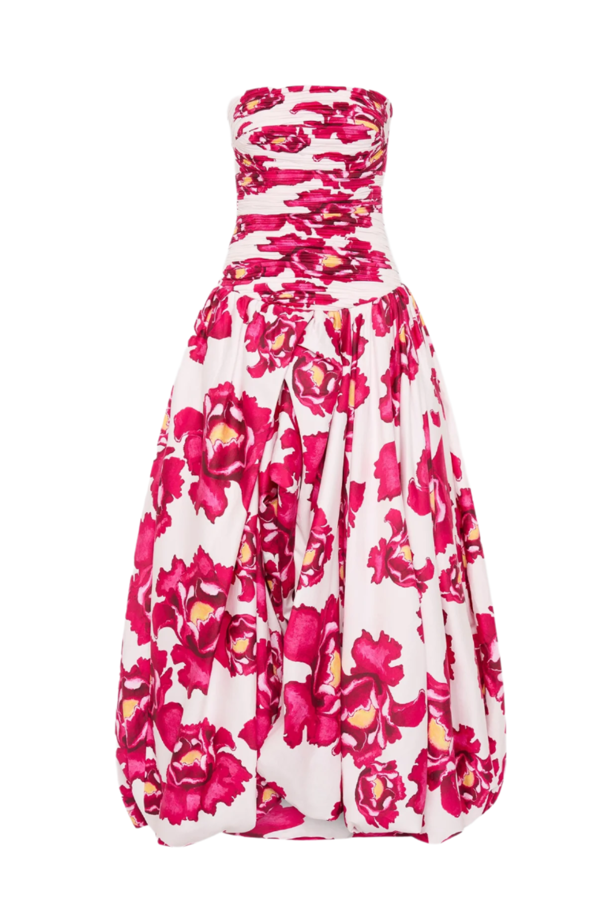 Coleka Women's Floral Print Strapless Ruched Maxi Dress - Pink | Summer Beach Wedding Party Cocktail Dress for Women