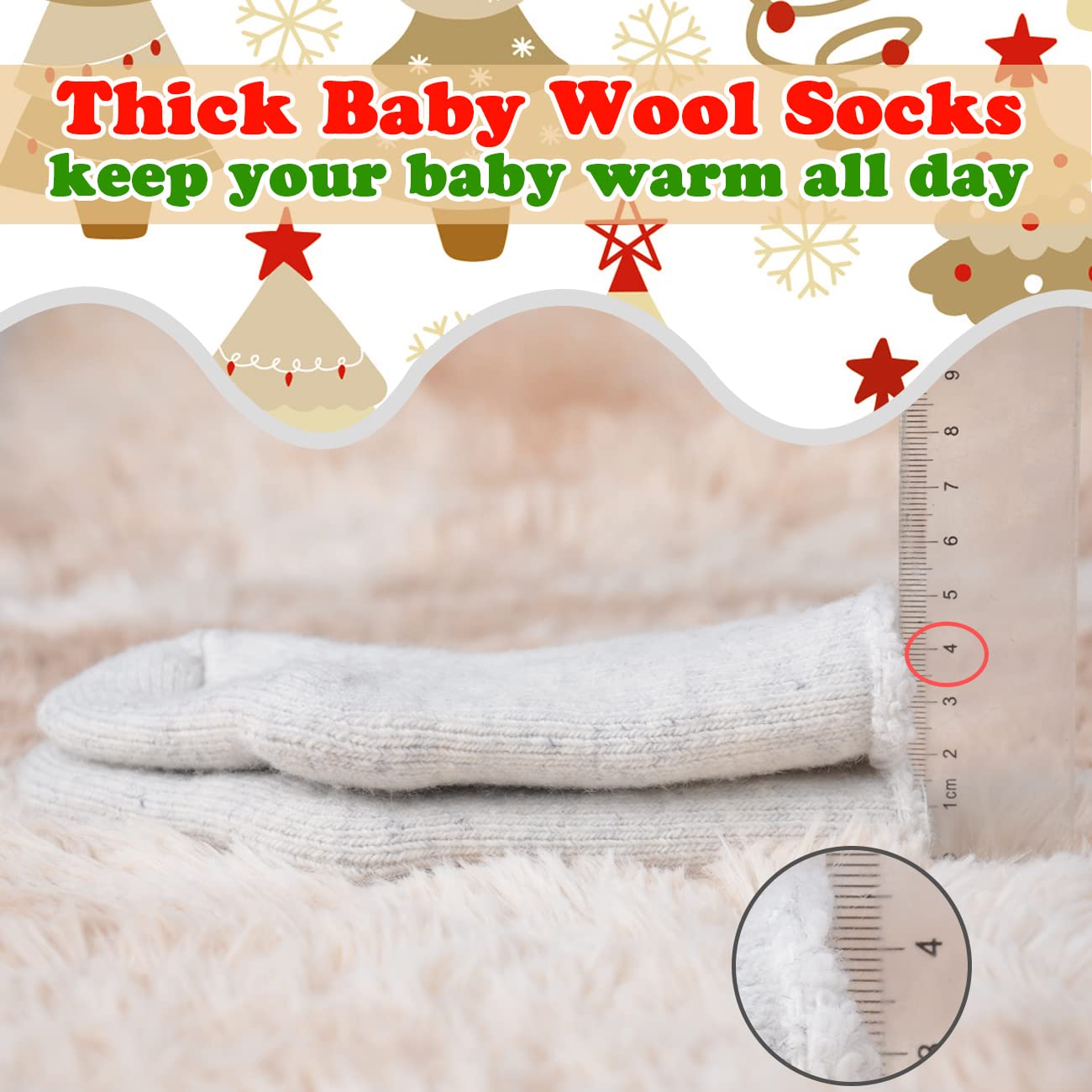 Warm Baby Wool Socks for Toddlers - Thick Thermal Ankle & Crew Socks for Boys & Girls (3-5 Pairs) - Perfect for Winter Boots & Cold Weather Protection