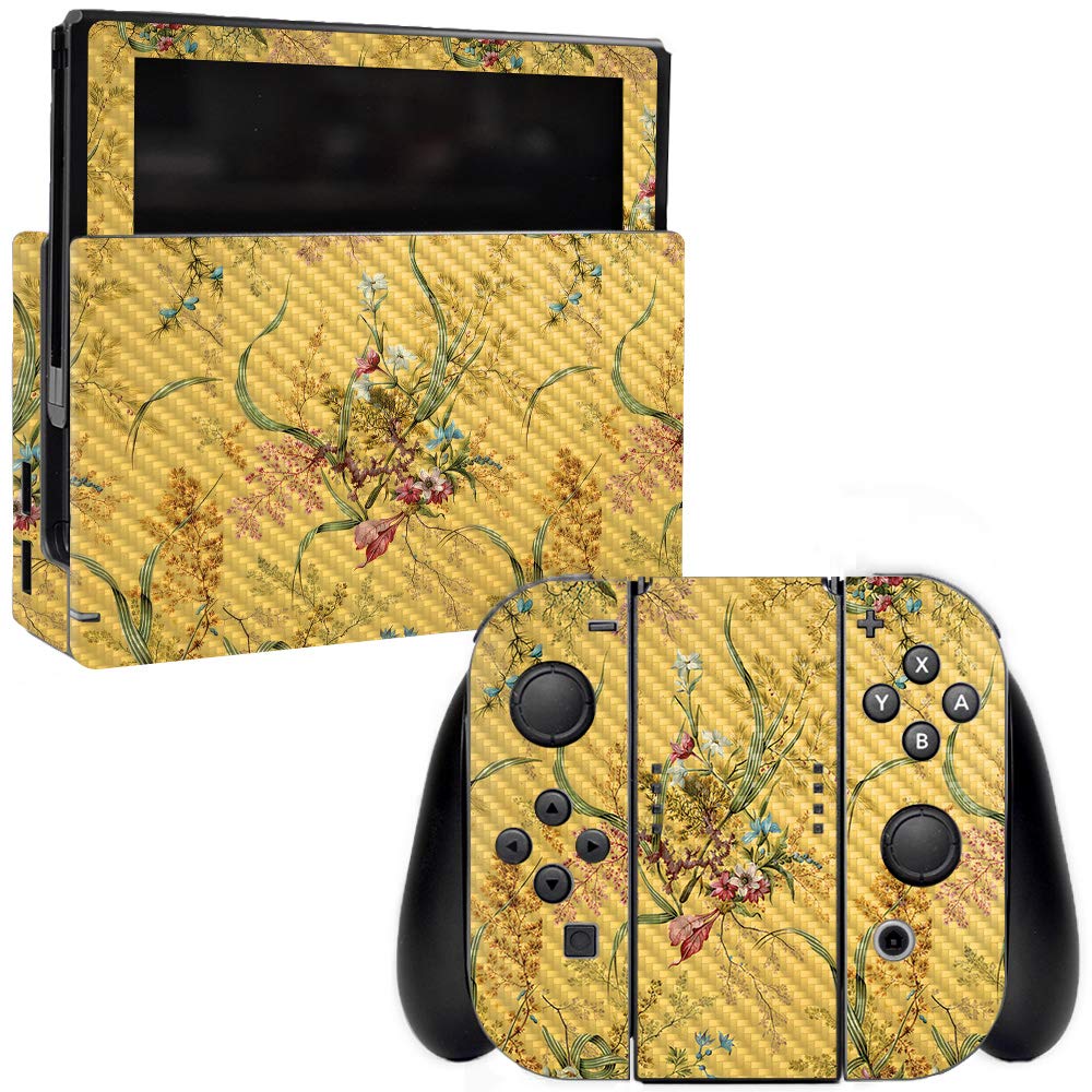 Premium Carbon Fiber Skin for Nintendo Switch - Yellow Marble Design | Protective & Durable Textured Cover | Easy to Apply & Remove | USA Made | Perfect for Gaming Protection & Style Enhancement