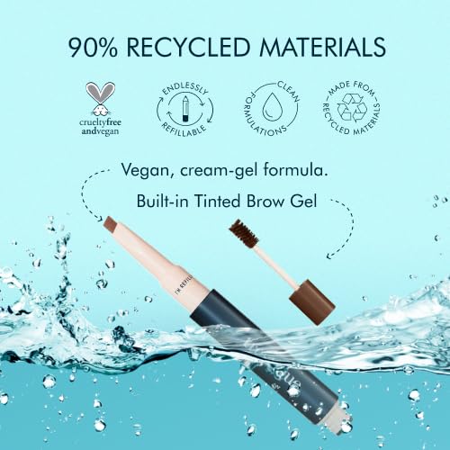 Trestique Refillable 2-in-1 Eyebrow Pencil & Gel - Clean Beauty Brow Definer with Built-In Spoolie | Natural Looking Brows for Everyday Makeup & On-The-Go Touch Ups