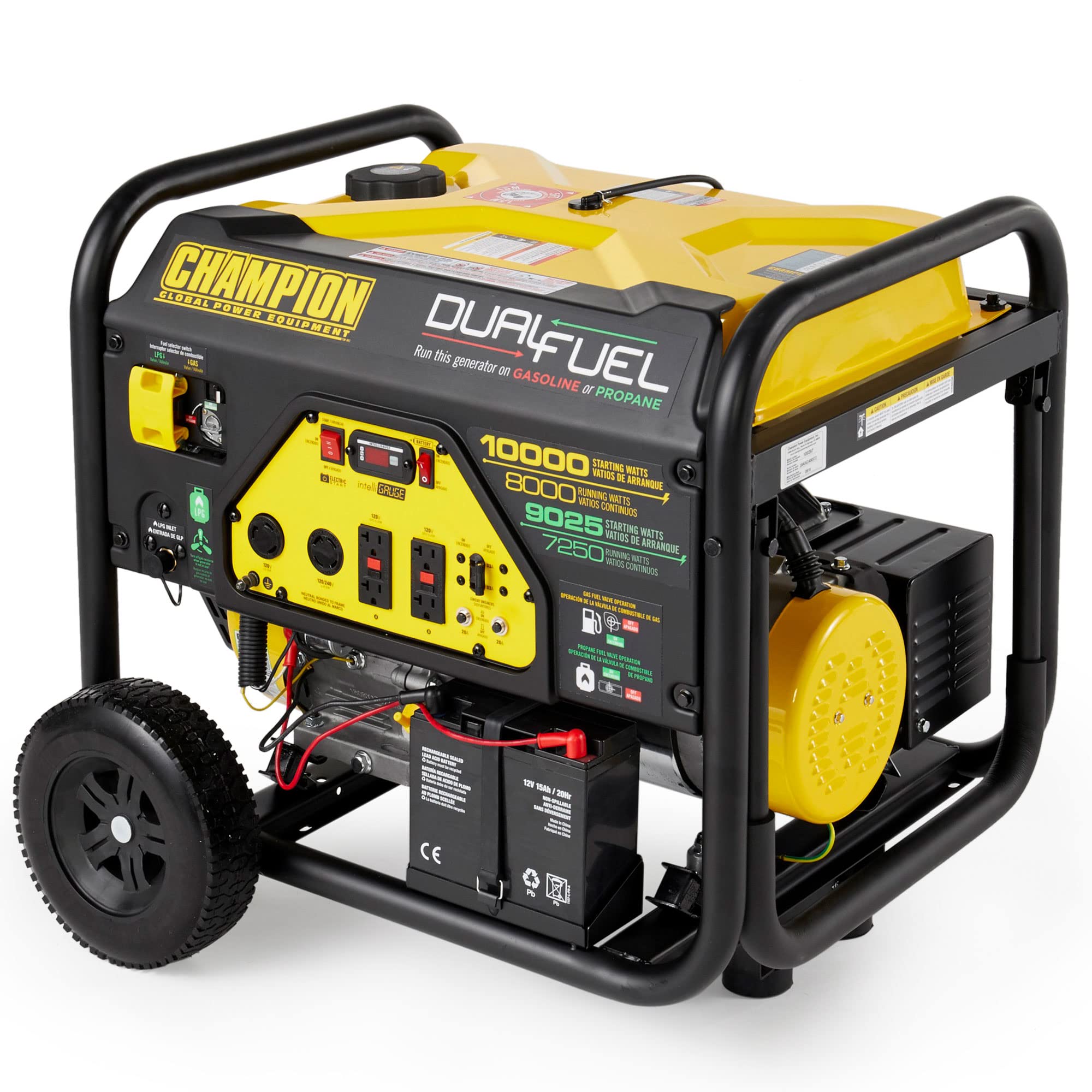 Champion 8000W Dual Fuel Portable Generator with Electric Start - Reliable Backup Power for Home, Camping & Emergency Use