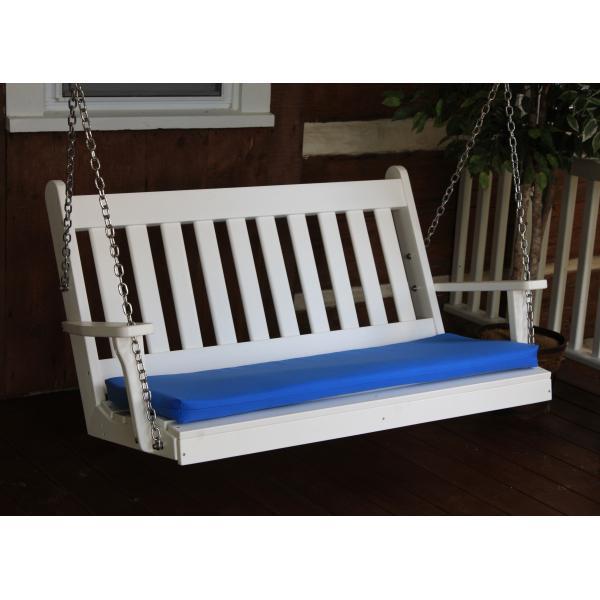 Poly Traditional English Porch Swing - Heavy Duty Outdoor Hanging Bench for Garden, Patio, Deck - Weather Resistant & Comfortable for Relaxing