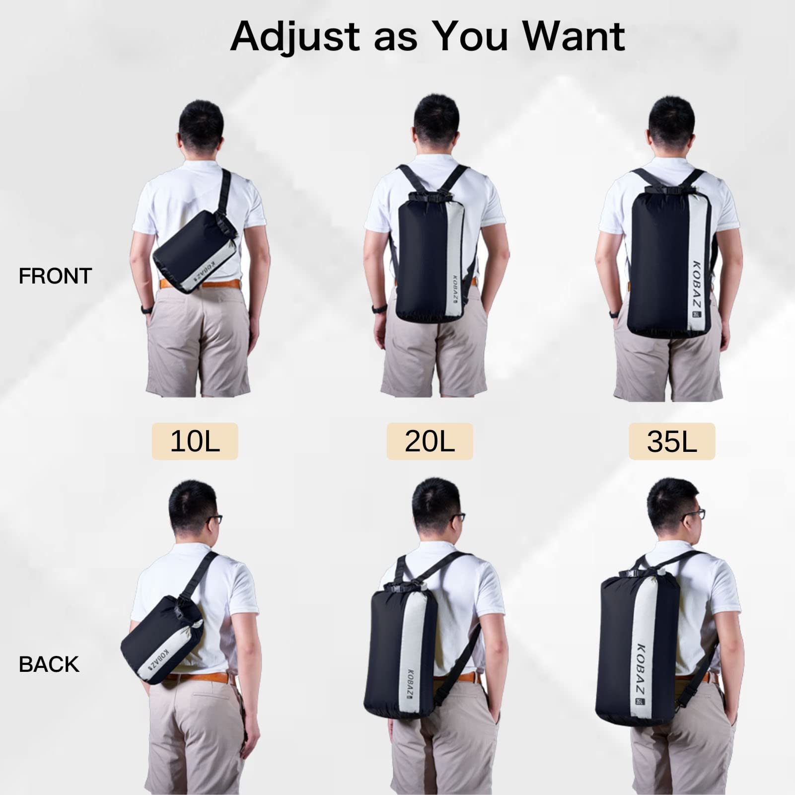 **10L/20L/35L Waterproof Dry Bag with Shoulder Strap - Ultra Lightweight Roll Top Dry Sack for Kayaking, Camping, Hiking & Beach - Waterproof Gear for Outdoor Adventures**