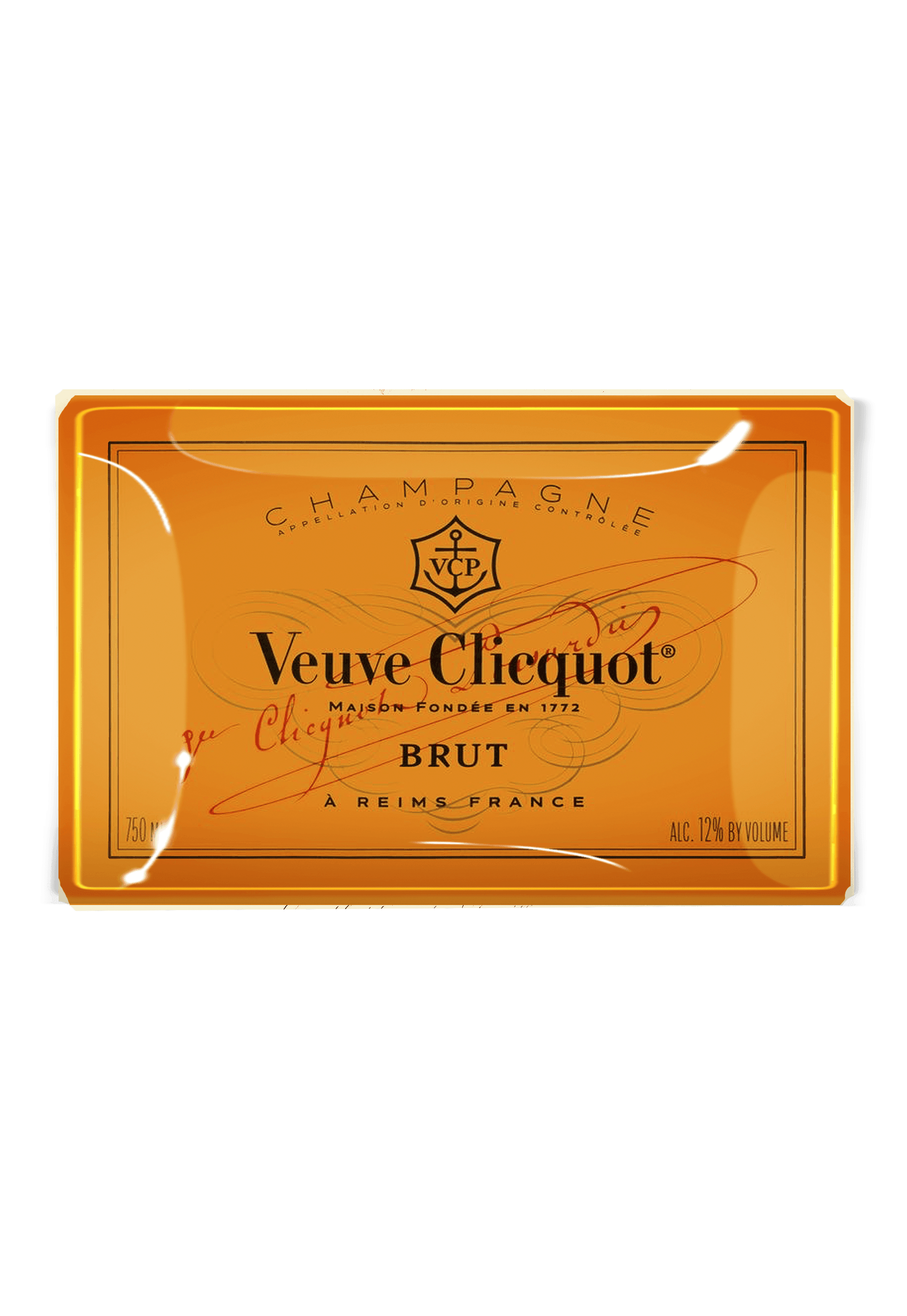 Veuve Clicquot Brut Champagne Decoupage Glass Serving Tray - Elegant Entertaining & Home Decor for Parties, Weddings, Gifts