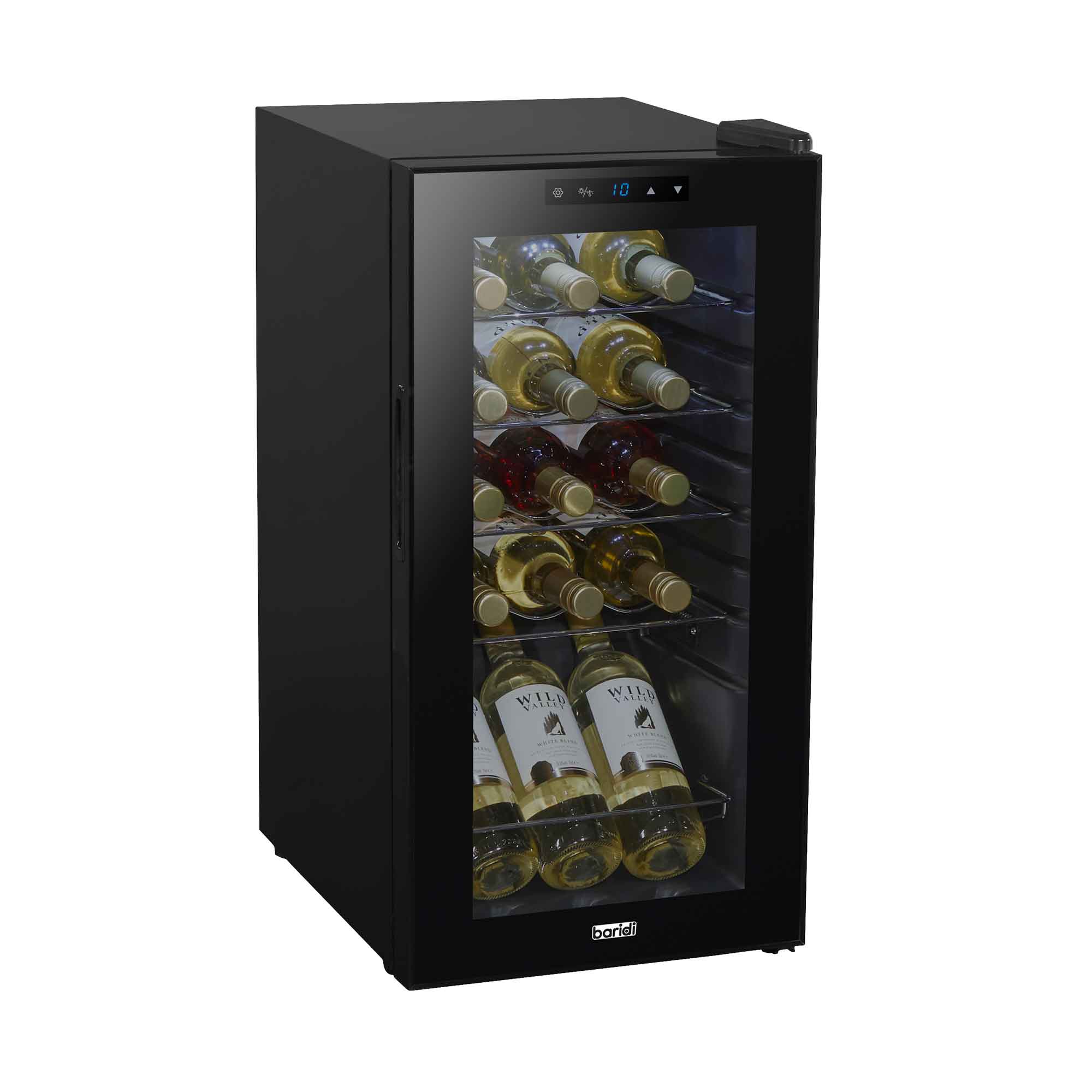 Baridi 15 Bottle Wine Fridge with Touch Controls & LED Light - Compact Black Wine Cooler for Home, Office, or Restaurant - Perfect for Red, White, and Sparkling Wine Storage