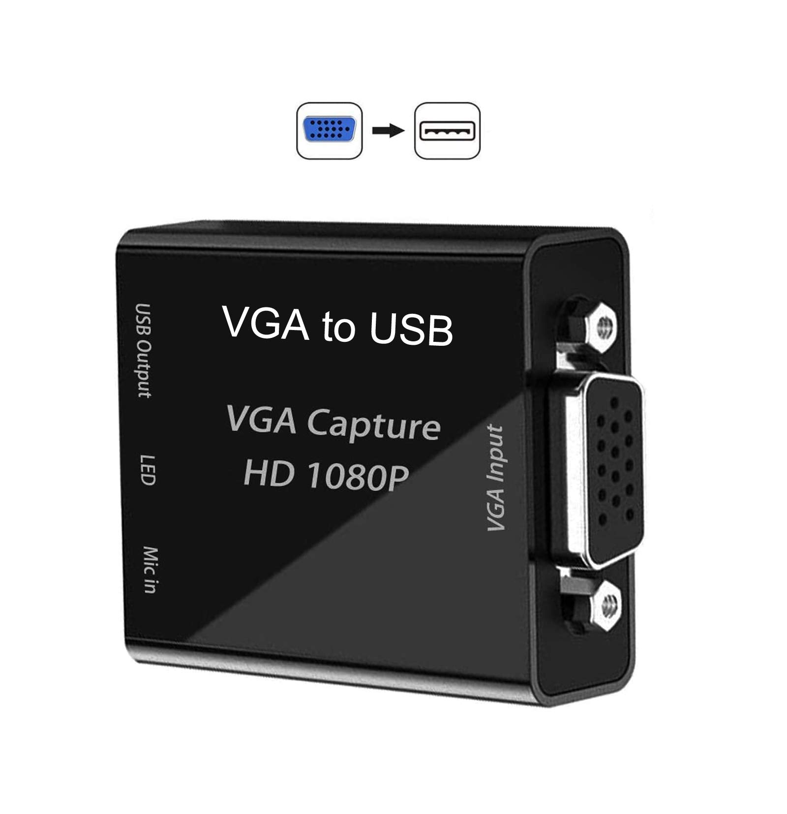 HD Video Capture Card - VGA to USB Converter for Gaming, Live Streaming, Online Teaching & Video Conferencing | Record Gameplay, Stream Content & Teach Remotely