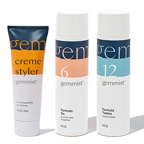 **Gemmist Hair Care Set - Hydrating Shampoo, Nourishing Conditioner & Styling Cream for Clean, Voluminous & Soft Hair (8oz Shampoo, 8oz Conditioner, 4oz Styler) – Perfect for Daily Hair Care & Salon-Quality Styling at Home**