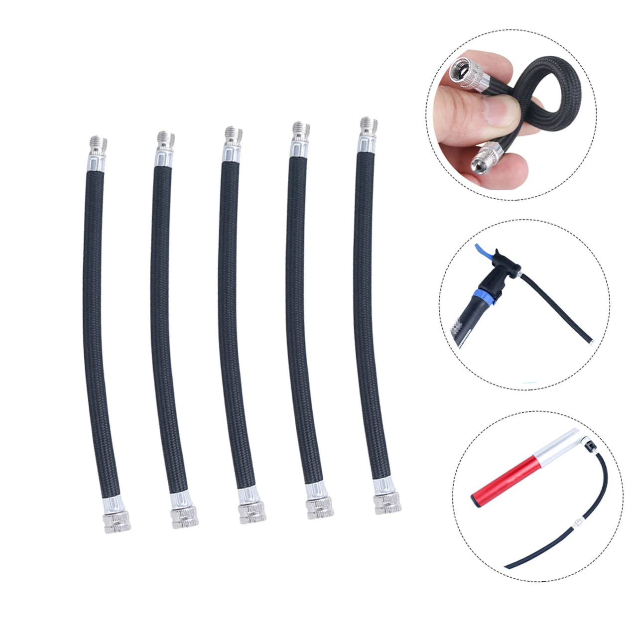 5-Pack Inflatable Basketball Plug Mouth Extension Tubes - Replacement Air Pump Hoses for Bikes, Tires & Sports Equipment - Perfect for Bike Pumps, Basketball Accessories & Outdoor Inflatable Gear