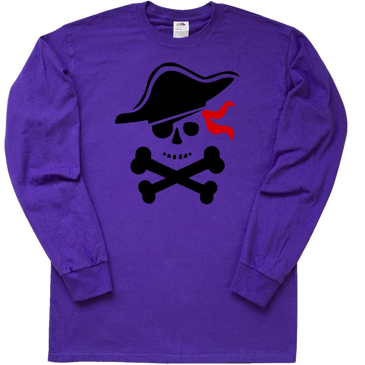 Inktastic Pirate Skull and Crossbones Long Sleeve T-Shirt for Men - Cool Gothic Graphic Tee for Halloween, Pirate Parties & Casual Wear
