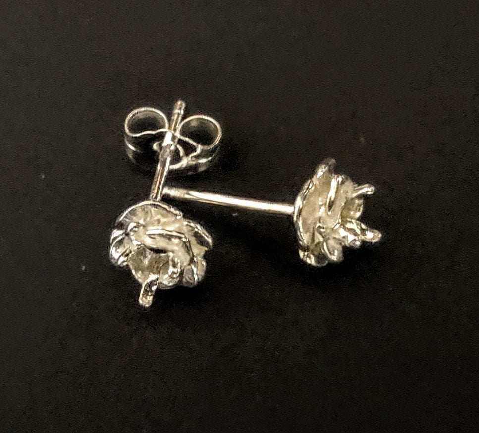 Sterling Silver or 14K Gold Birthstone Earrings Set - 2 Round 4mm Rose Accented Gemstone Stud Earrings for Women - Perfect Gift for Birthday, Anniversary & Special Occasions