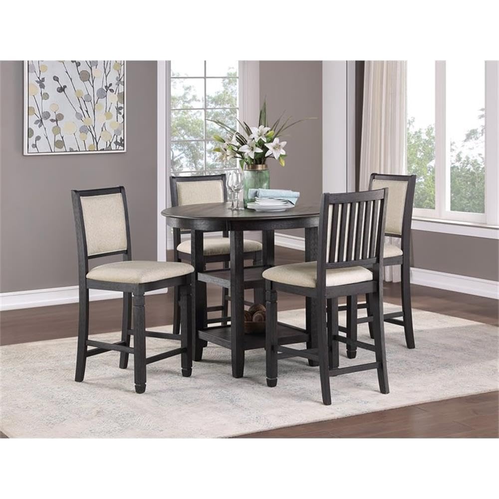 Lexicon Transitional Wood Counter Height Dining Table - Brown/Black Finish - Perfect for Kitchen Islands, Breakfast Nooks & Small Space Dining Rooms