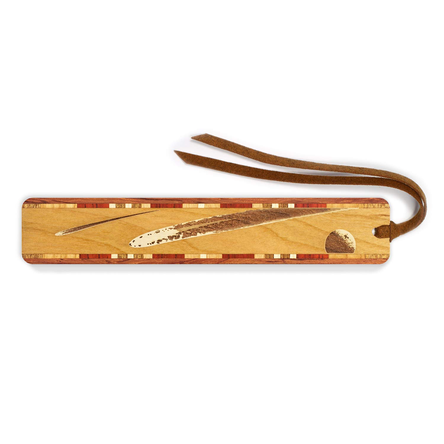 Handmade Engraved Wooden Bookmark with Suede Tassel - Asteroids & Moon Design - Personalized Gift Made in USA - Perfect for Book Lovers & Space Enthusiasts