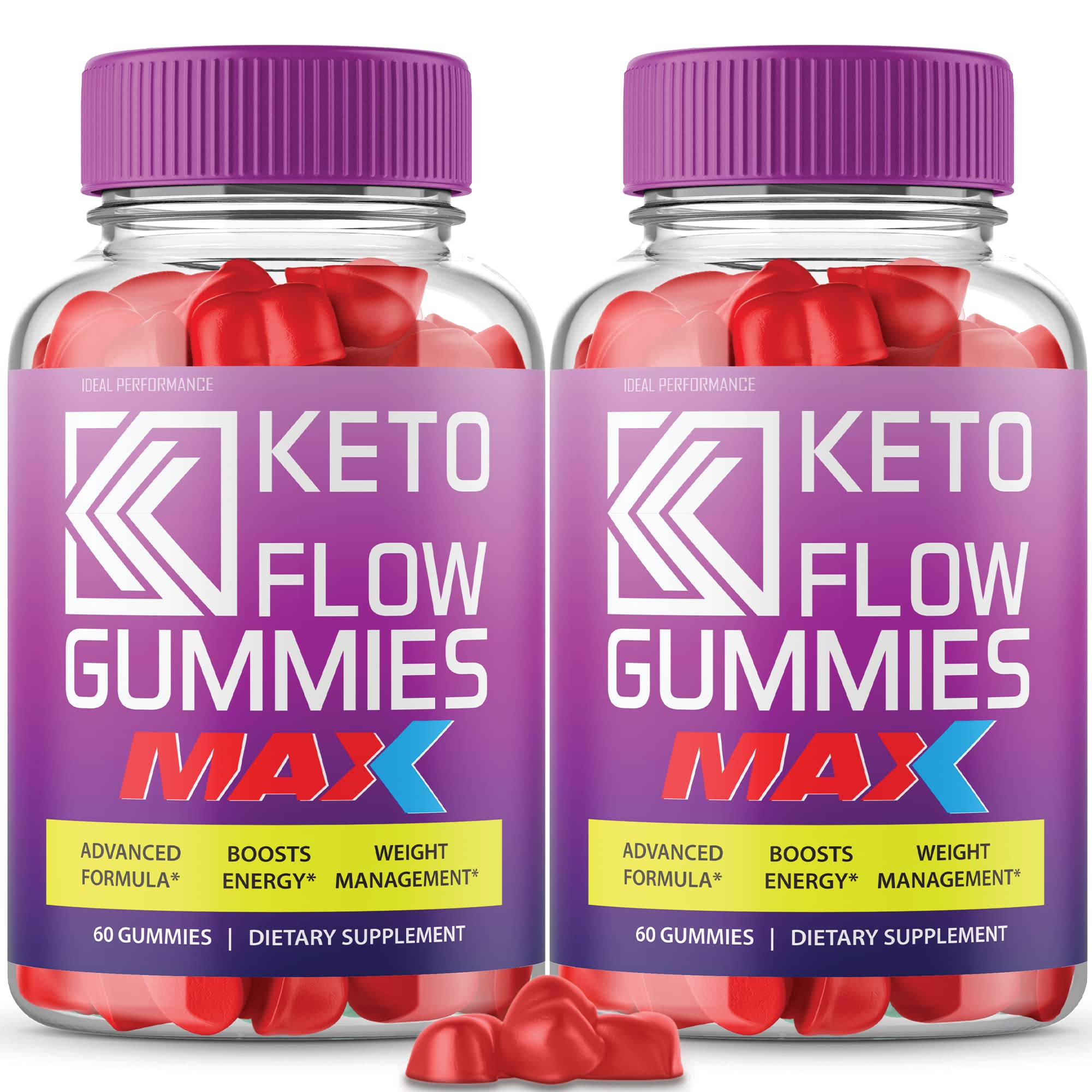 Ideal Performance Keto Flow Gummies Max Strength (2 Pack, 120 Gummies) - Apple Cider Vinegar Keto ACV Gummy Bears for Weight Loss & Energy Boost - Perfect for Ketogenic Diet & On-the-Go Snacking