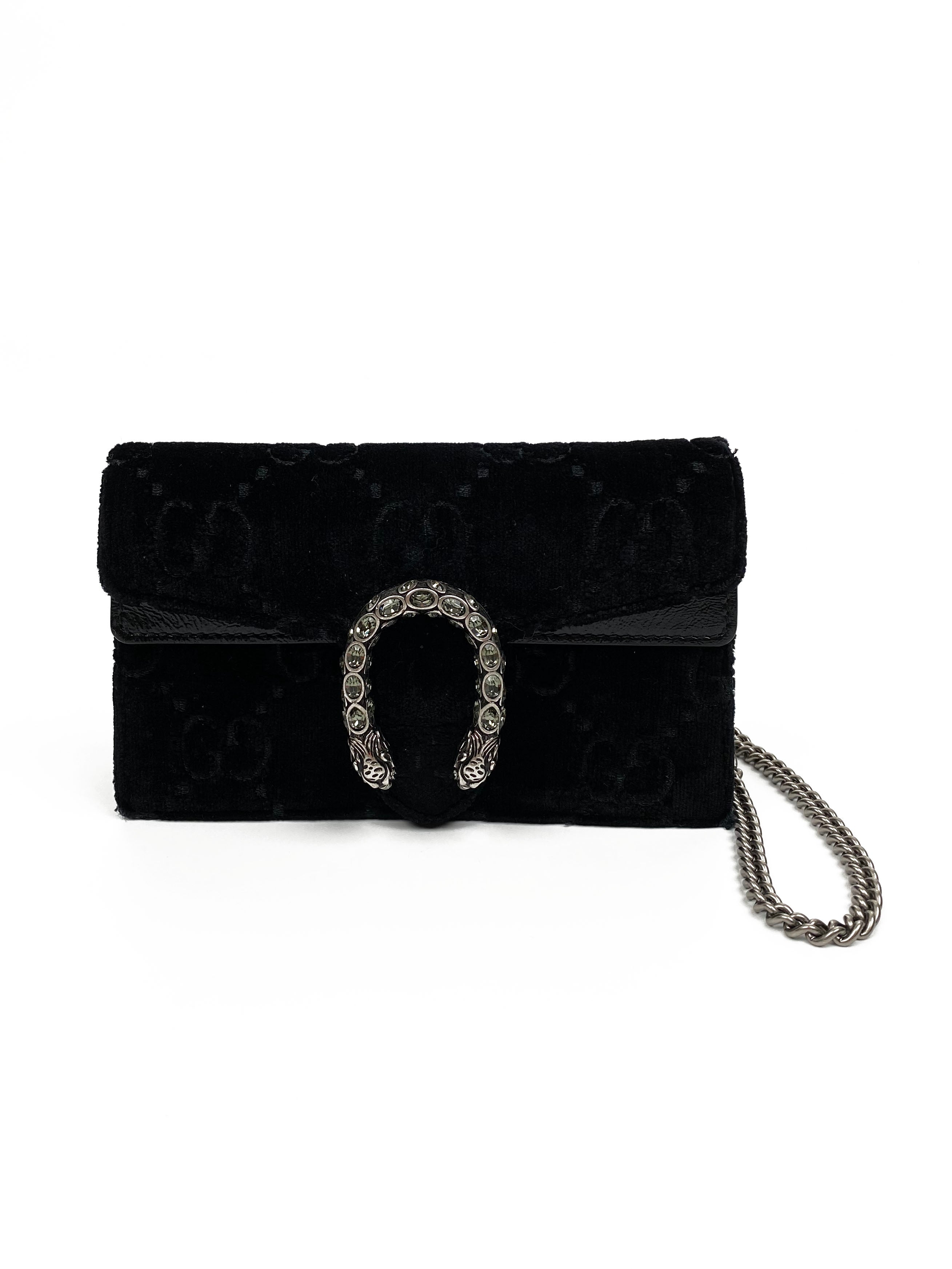 Gucci Mini Dionysus Velvet Shoulder Bag in Black - Elegant Crossbody Purse for Women, Perfect for Evening Parties & Date Nights