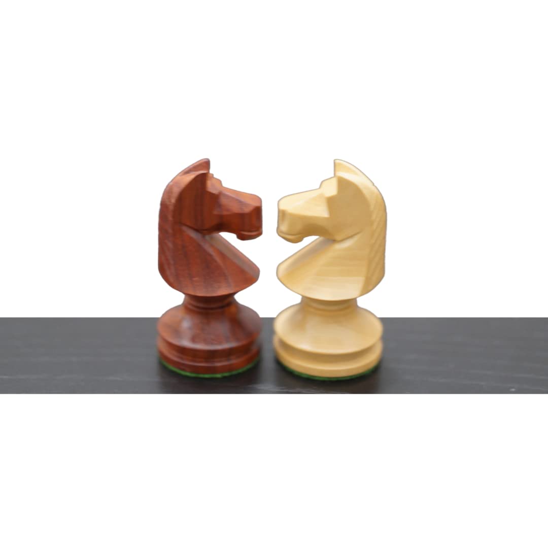 Handmade Wooden Chess Pieces Set - Reproduced Romanian Hungarian National Tournament Weighted Chess, King 3.9