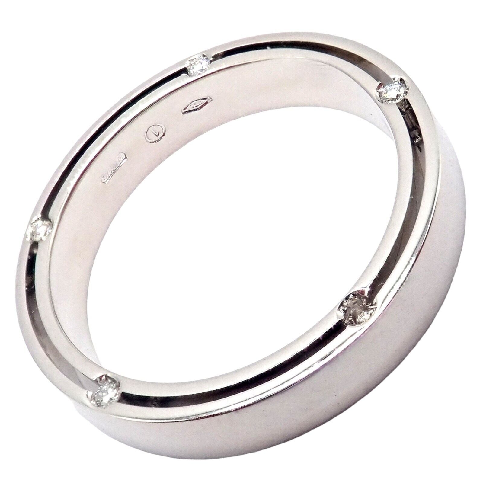 Authentic Damiani 18K White Gold Diamond D-Side 4mm Band Ring Size 7.75 - Perfect for Weddings, Anniversaries & Luxury Gifts