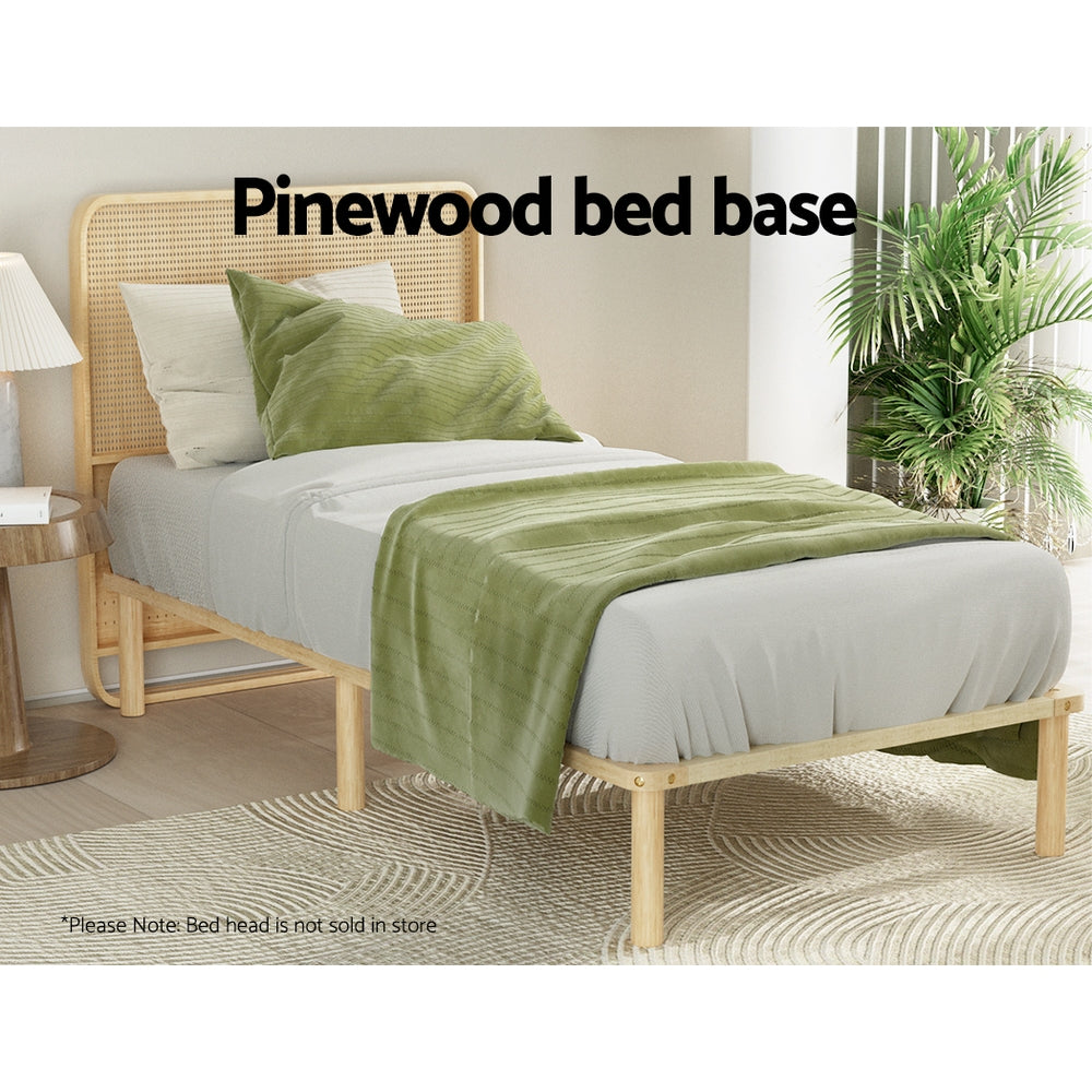 Minimalist Single Wooden Bed Frame - Solid Pine Wood Platform Bed for Small Spaces | Perfect for Studio Apartments, Dorms & Guest Rooms