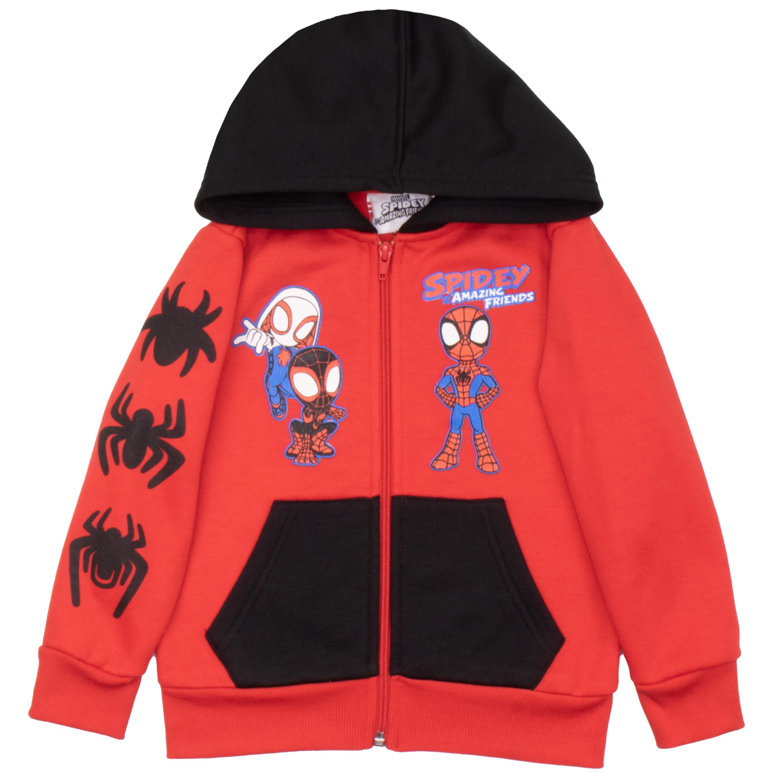 Marvel Spiderman Kids Fleece Outfit Set - 2-Piece Zip Hoodie & Joggers Pajamas for Boys | Spidey and His Amazing Friends Themed Sleepwear & Playwear