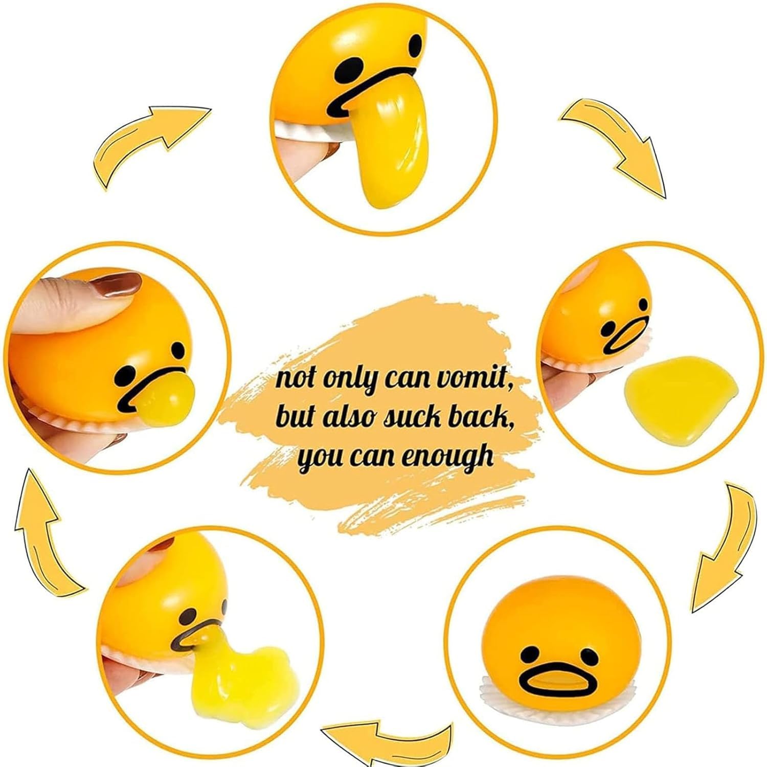 5Pcs Vomiting Egg Stress Ball - Funny Puking Egg Halloween Toys & Novelty Stress Relief Squeeze Toys - Perfect for Gag Gifts, Prank Jokes, Office Desk Decor and Party Favors