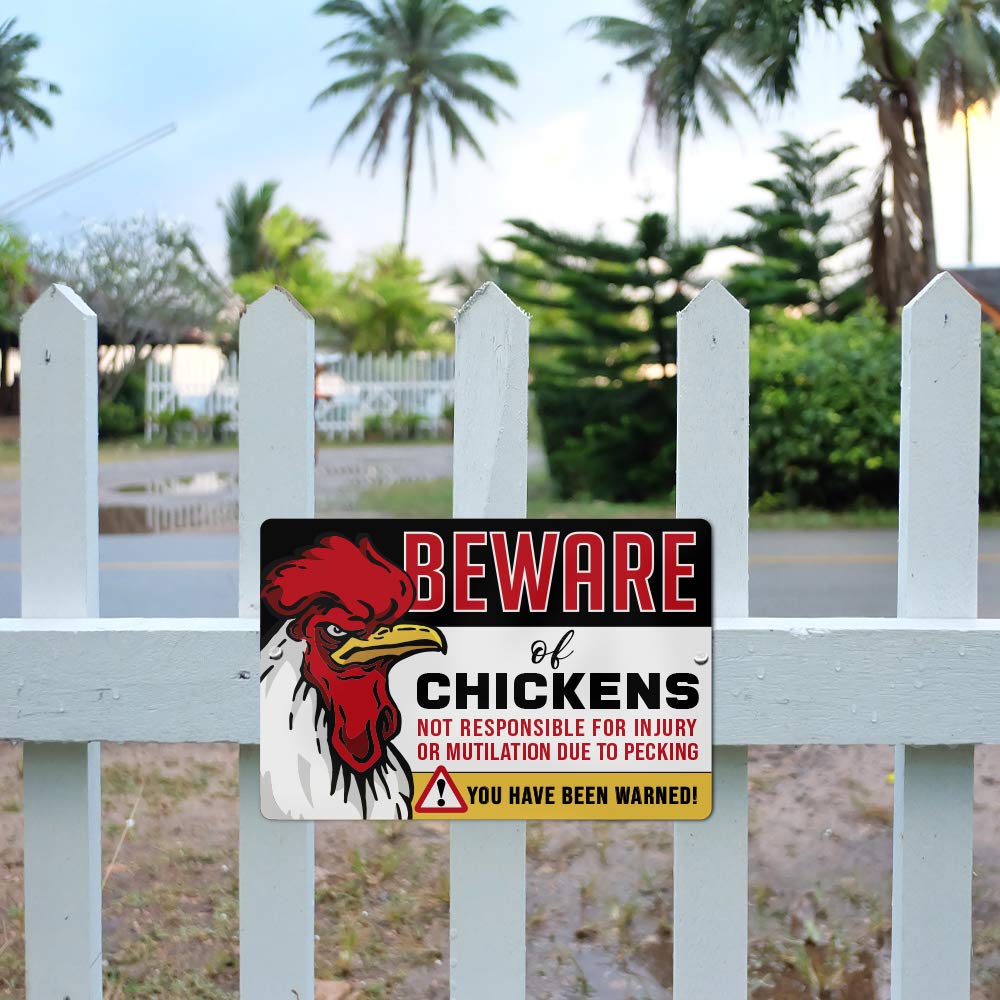 IT'S A SKIN Chicken Coop Accessories - Beware of Chickens Sign, Funny Rooster & Chicken Decor for Kitchen, Farmhouse, Garage, Fence, Yard, Craft Room | Free Bonus Decals | Perfect for Farmhouse Style, Backyard Poultry Keepers & Country Home Decor