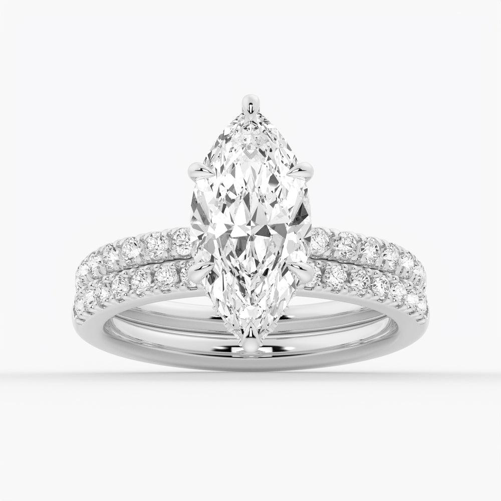 Exquisite French Pavé Marquise Moissanite Engagement Ring with Hidden Halo - Perfect for Proposals, Weddings & Anniversary Gifts | Ethical & Durable Alternative to Diamond