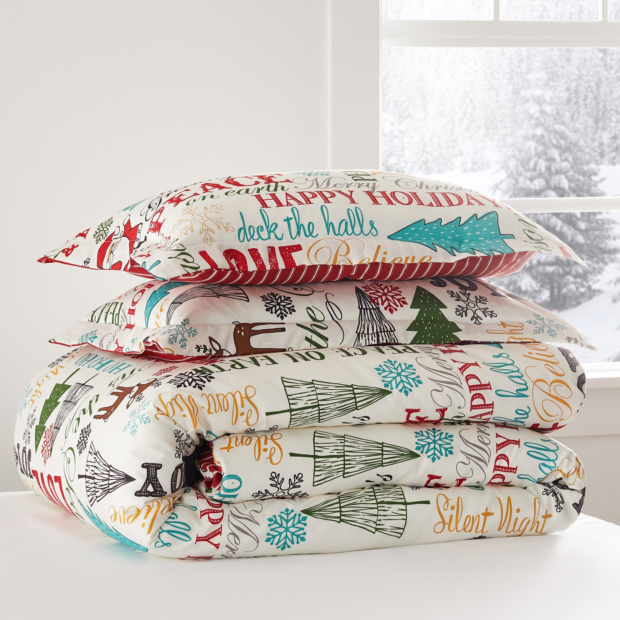 Santa Claus Lane Comforter Set - Christmas Themed Bedding Collection for Holiday Decor | Perfect for Festive Bedrooms, Guest Rooms & Seasonal Home Styling
