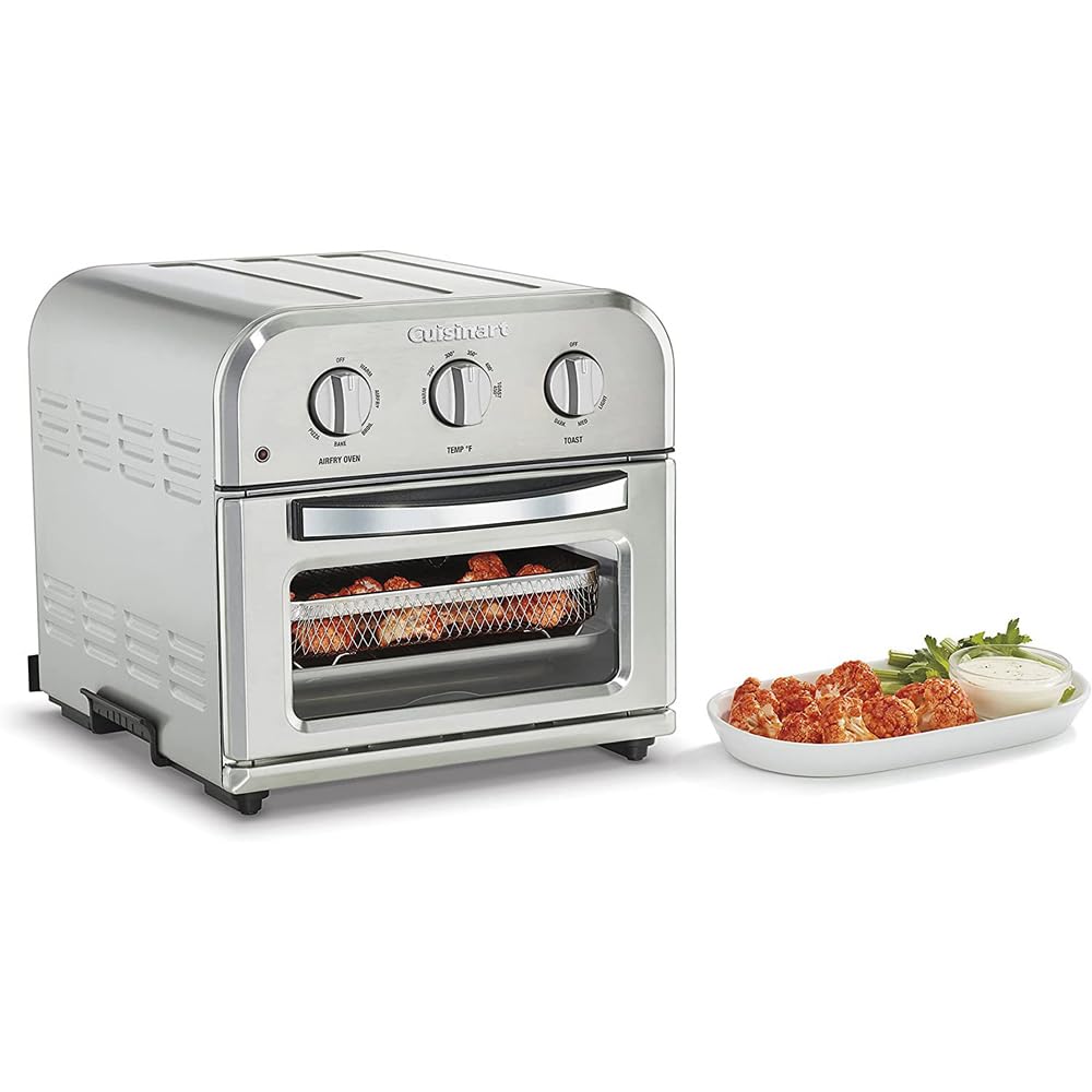 Cuisinart TOA-26FR Compact Air Fryer Convection Toaster Oven with 4 Functions - Stainless Steel (Renewed) - Perfect for Baking, Roasting, Toasting & Air Frying in Small Kitchens