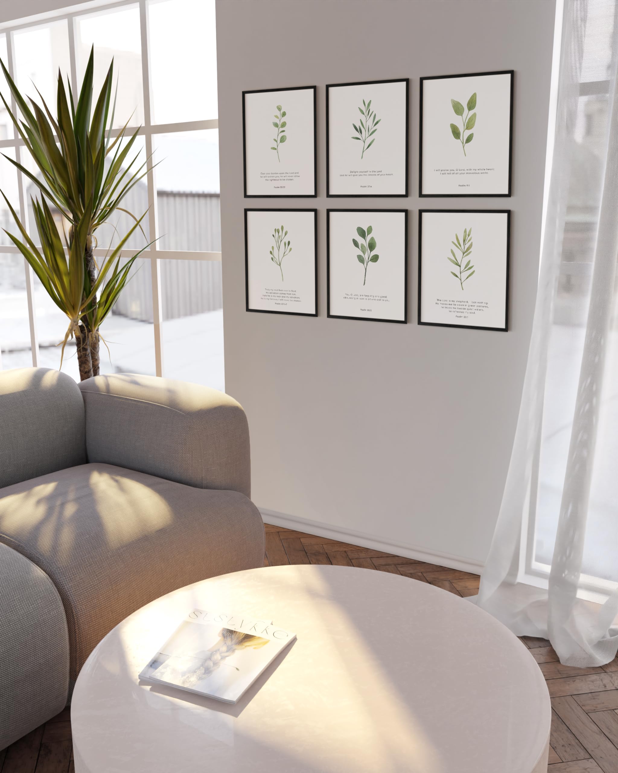 HAUS AND HUES Set of 6 Christian Wall Art with Bible Verses - Scripture Wall Decor for Home & Church (8x10, Black Frame) - Perfect for Bedroom, Living Room & Office Inspiration