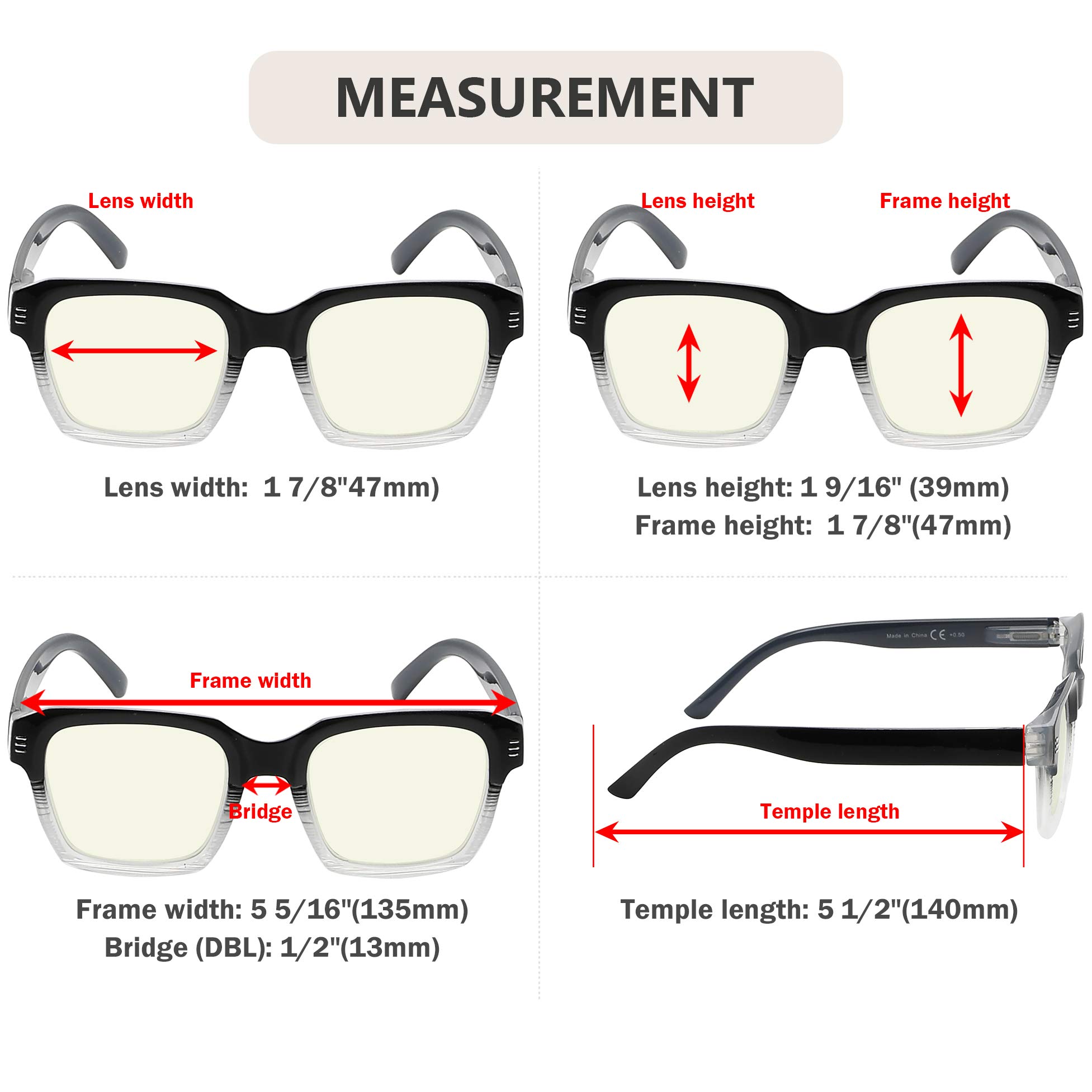 Blue Light Blocking Square Reading Glasses for Women - Large Frame Computer Readers with Anti-Glare Protection | Perfect for Office Work, Screen Time & Night Reading
