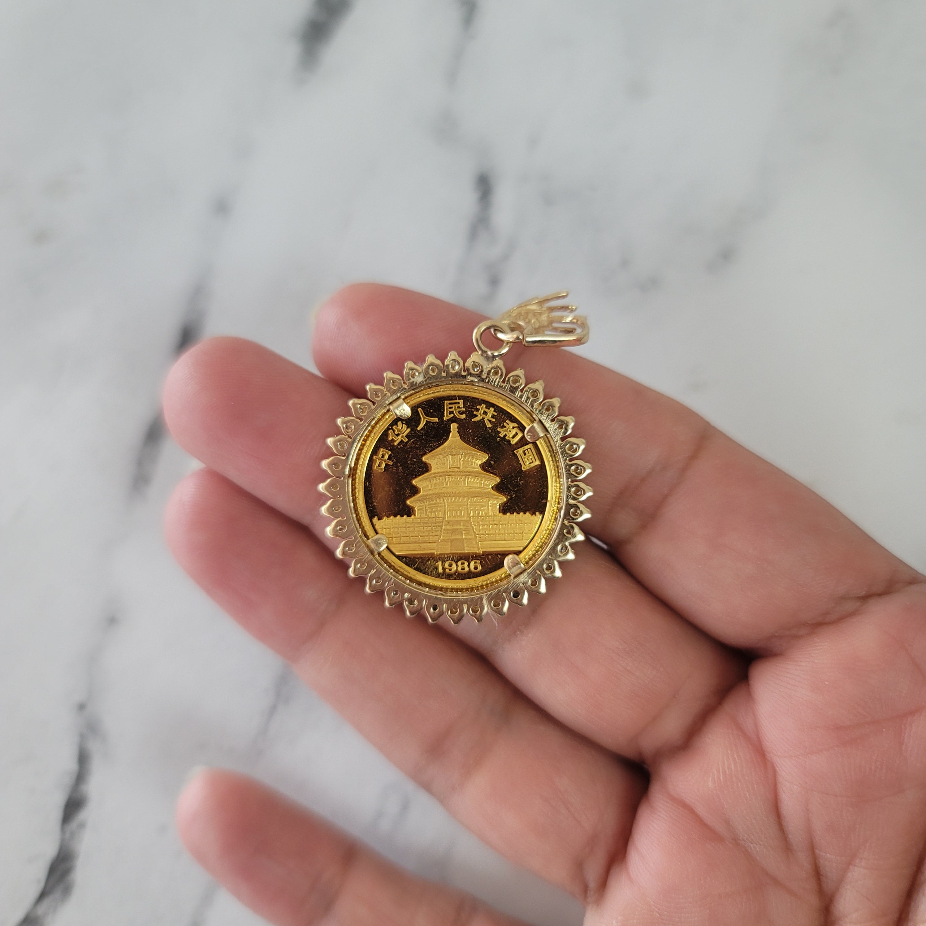 1/25OZ Fine Gold Panda Coin Necklace with Diamond Halo - Elegant Jewelry Gift for Women, Perfect for Birthdays, Anniversaries & Special Occasions