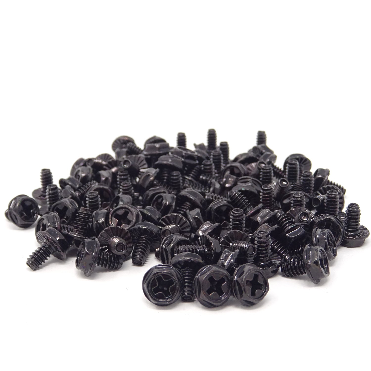 100PCS M3.5x6mm Phillips Hex Head Computer Screws - Black Zinc Coated PC Case Mounting Hardware for Computer Building, Repair & Maintenance | Ideal for DIY PC Assembly, Server Rack Installation & Electronics Projects