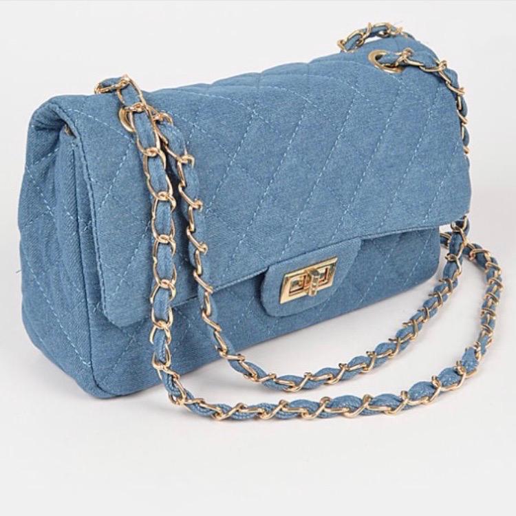 Stylish Medium Blue Denim Shoulder Bag for Women - Trendy Crossbody Purse with Adjustable Strap, Perfect for Daily Use, Travel & Shopping