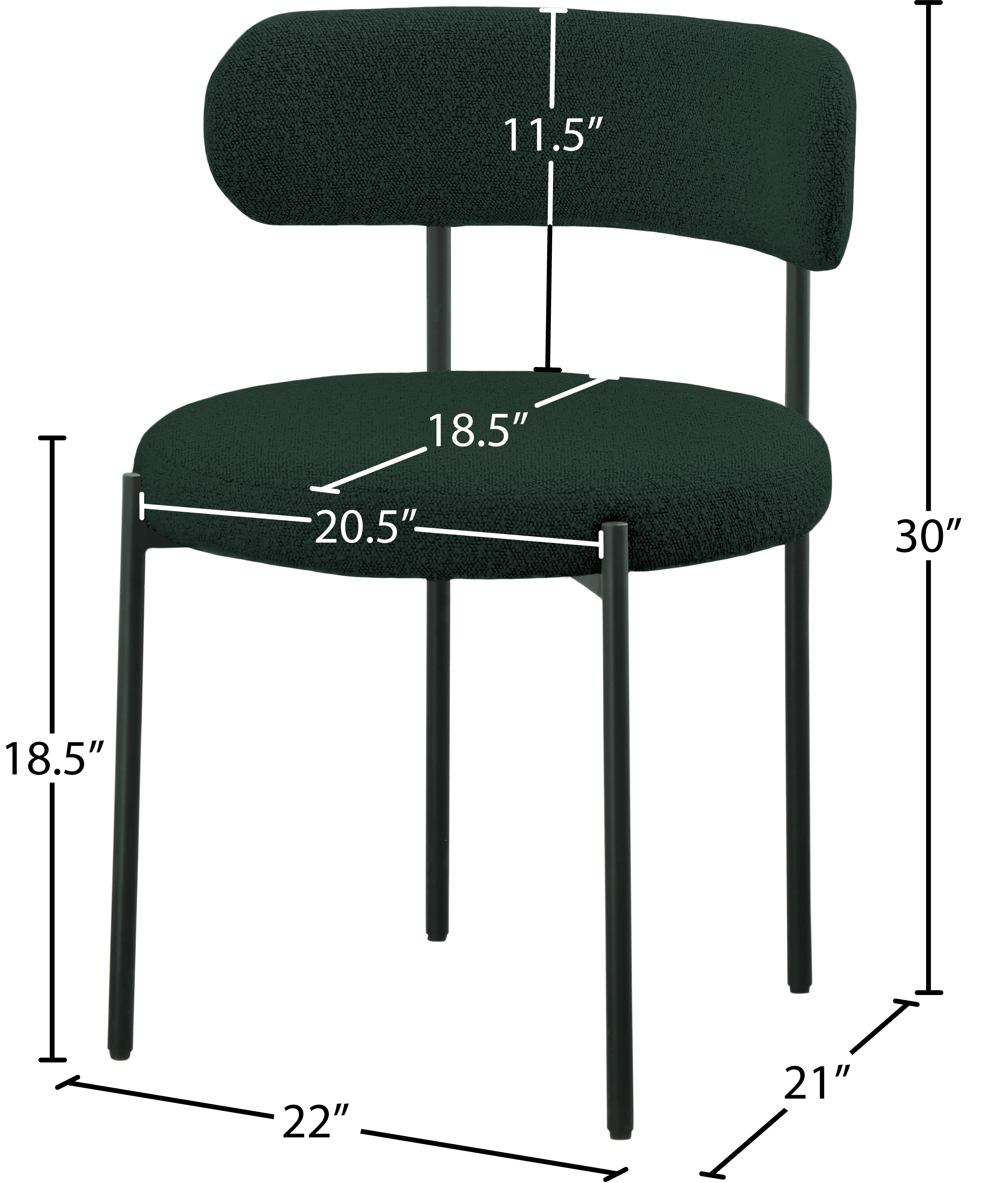 Luxury Boucle Fabric Dining Chair - Modern Upholstered Accent Chair for Dining Room, Living Room & Office - Soft & Comfortable Seat with Sturdy Metal Legs