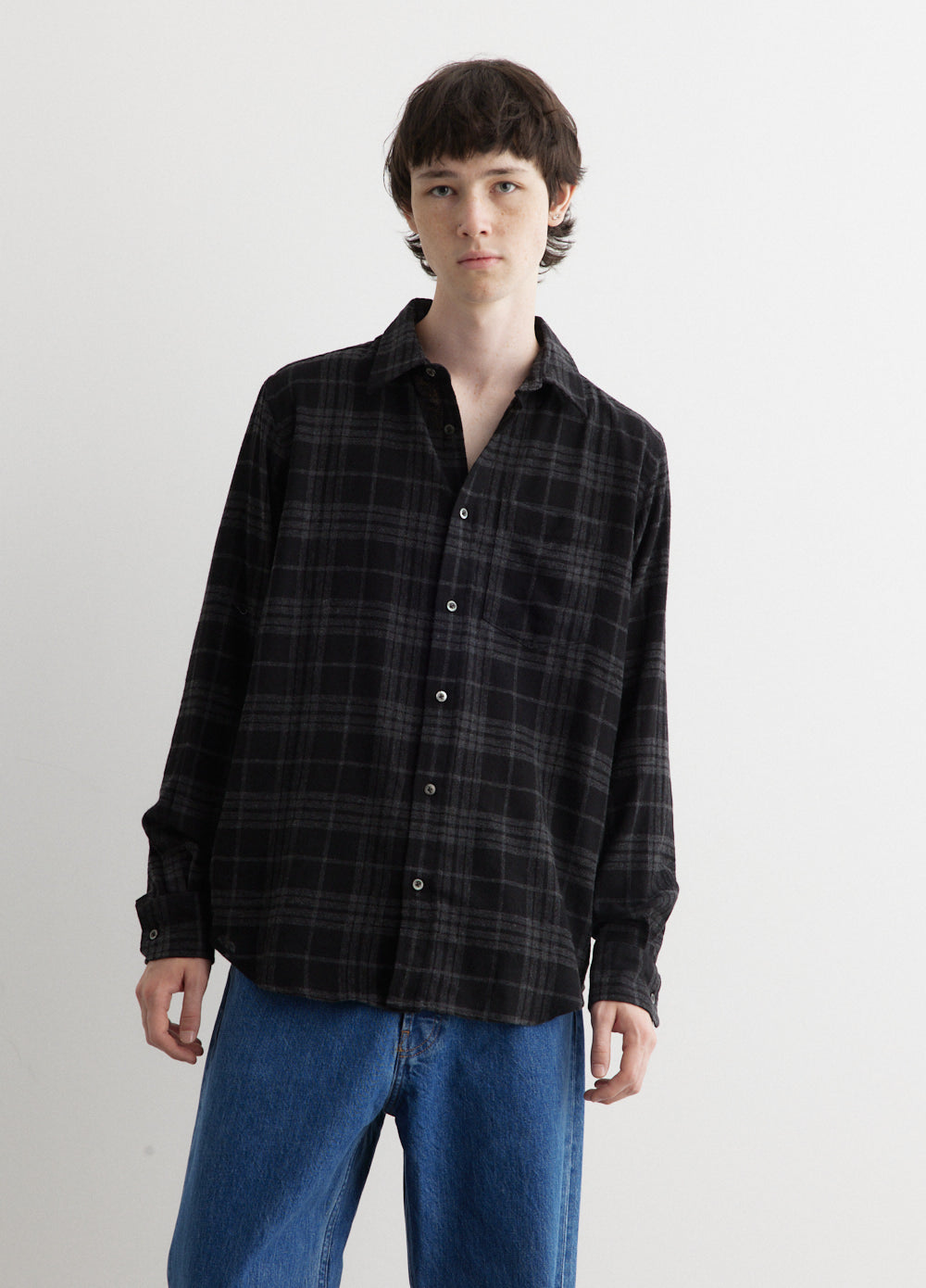 Algot Relaxed Wool Check Shirt for Men - Soft Plaid Flannel Shirt - Casual Winter Layering & Outdoor Activities