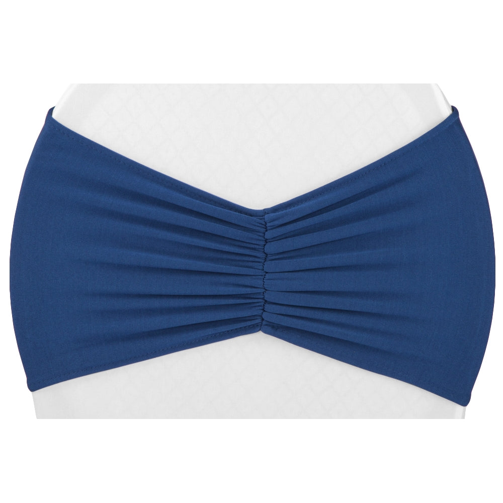 Elegant Navy Blue Ruffled Spandex Chair Band - Stretchable & Comfortable Seat Cover for Dining Chairs, Living Room, Wedding Decor & Home Styling