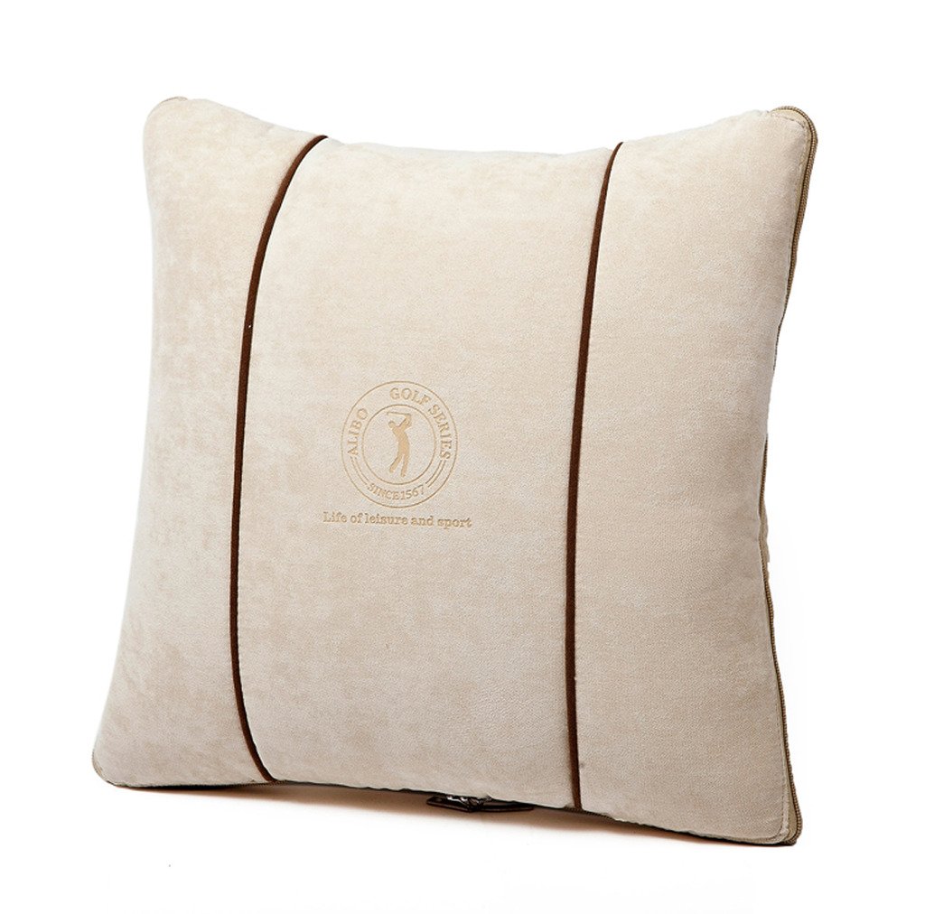 ALIBO Beige Lightweight Washable Travel Blanket Pillow - Foldable Quillow 14.1