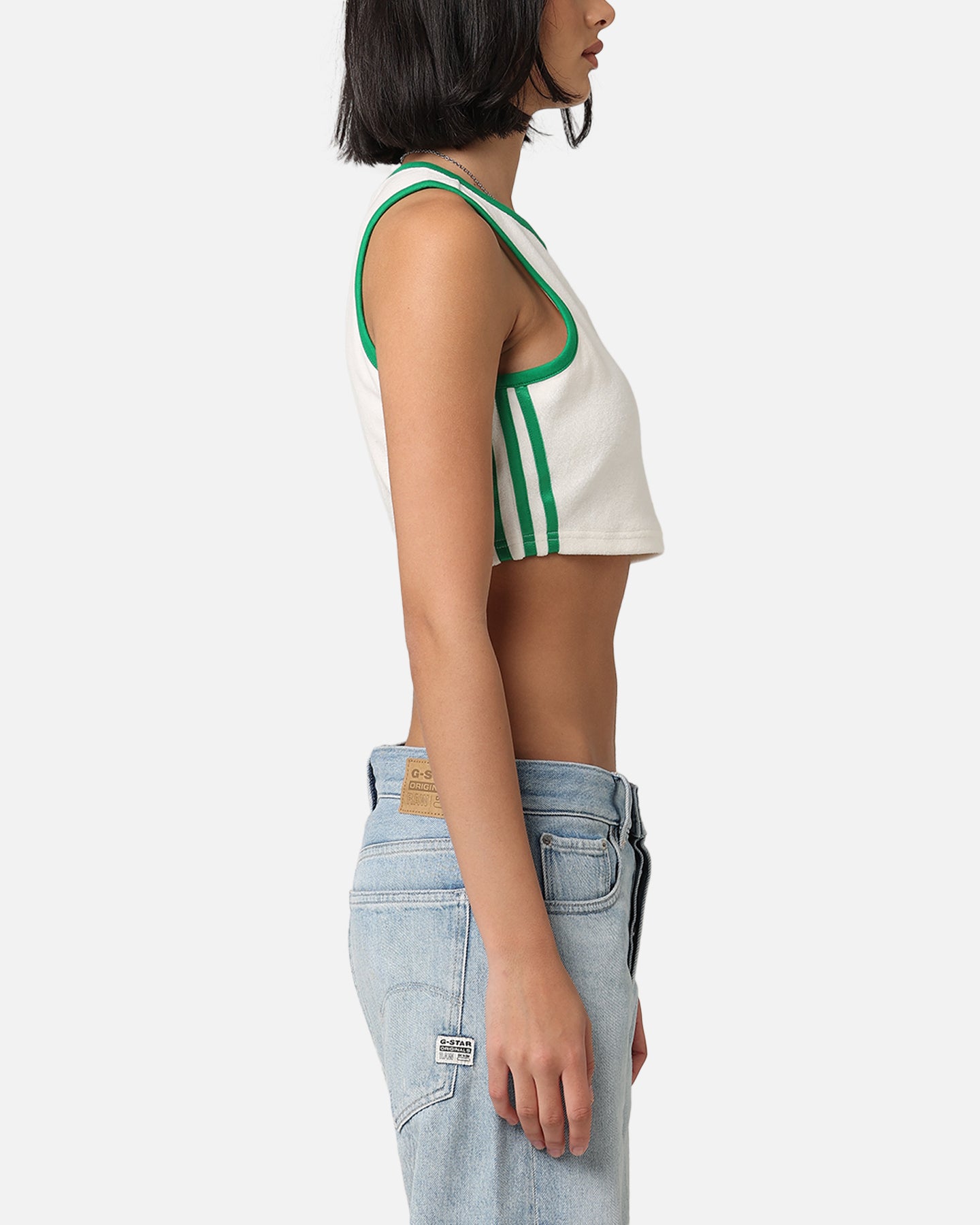 Adidas Women's Terry Cropped Tank Top - Breathable Workout Shirt for Yoga, Running & Gym | Off White Athletic Wear for Women